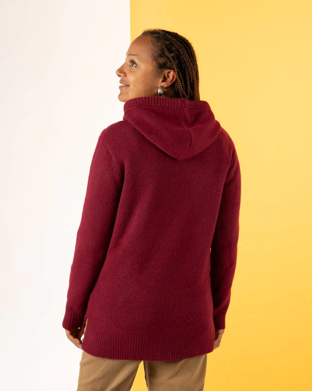 Hele Bay - Womens Hooded Jumper - Dark Pink - Image 6