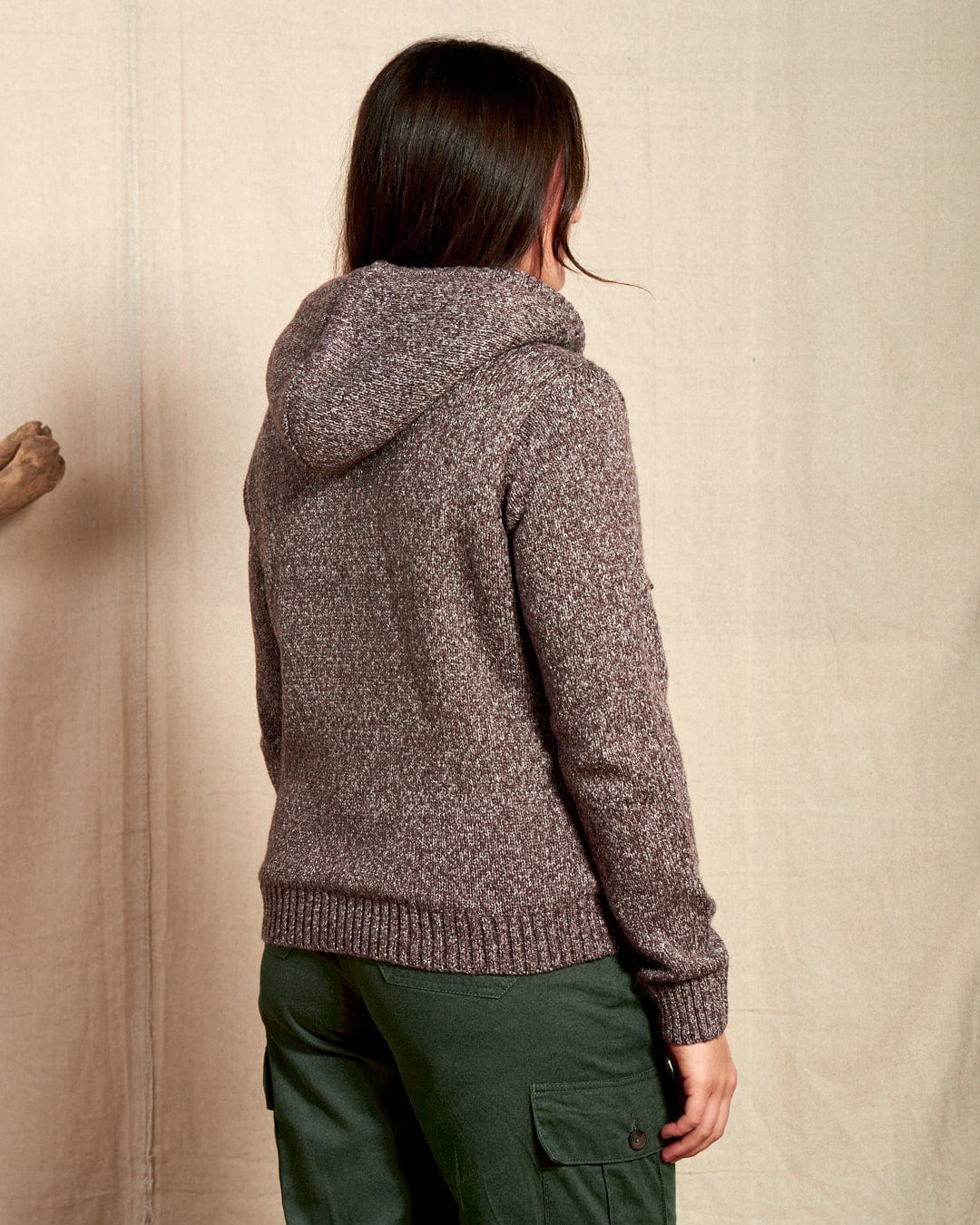 Helen - Womens Knitted Cardigan - Brown - Image 2