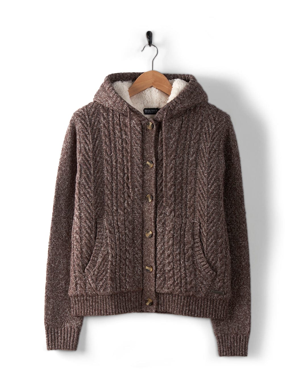 Helen - Womens Knitted Cardigan - Brown - Image 3