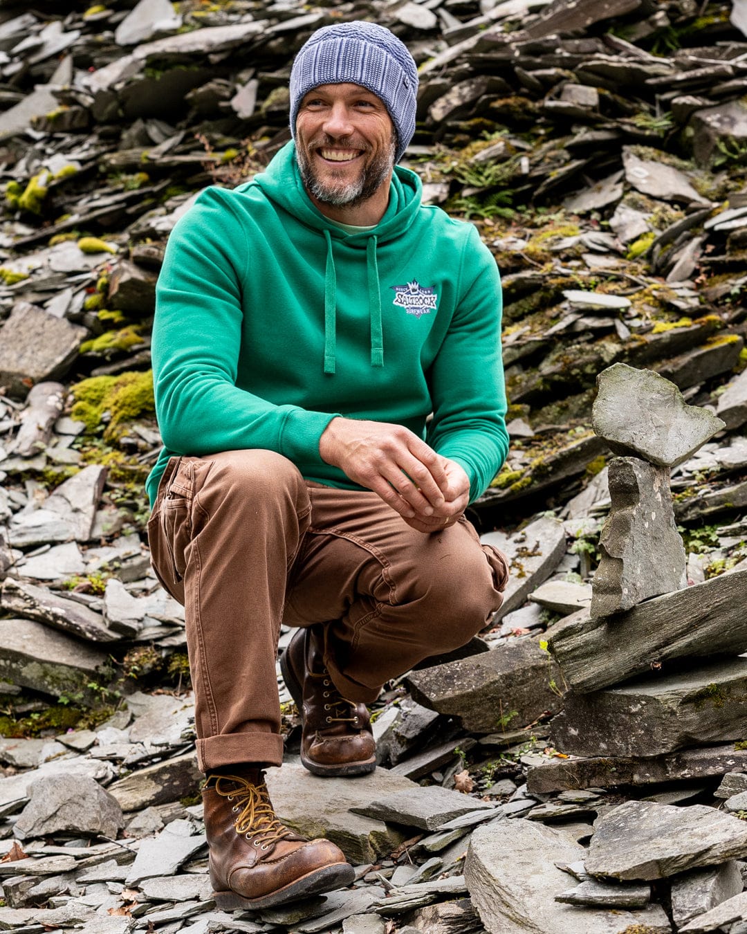 Heritage Shield - Mens Pop Hoodie - Green - Image 3