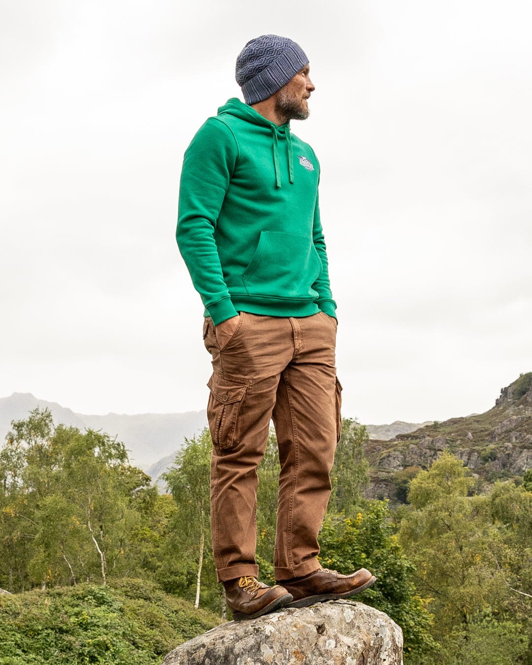 Heritage Shield - Mens Pop Hoodie - Green - Image 4