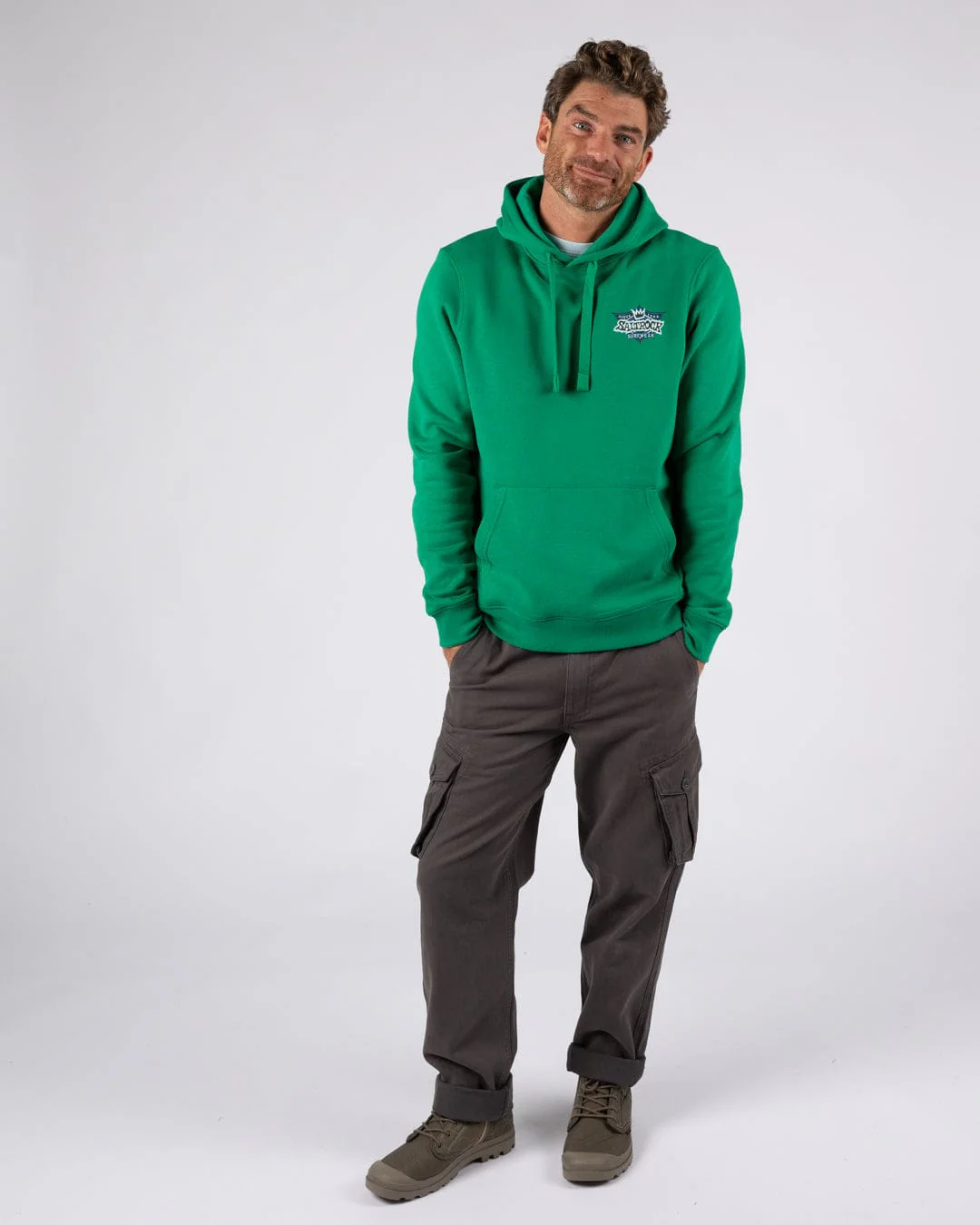 Heritage Shield - Mens Pop Hoodie - Green - Image 9