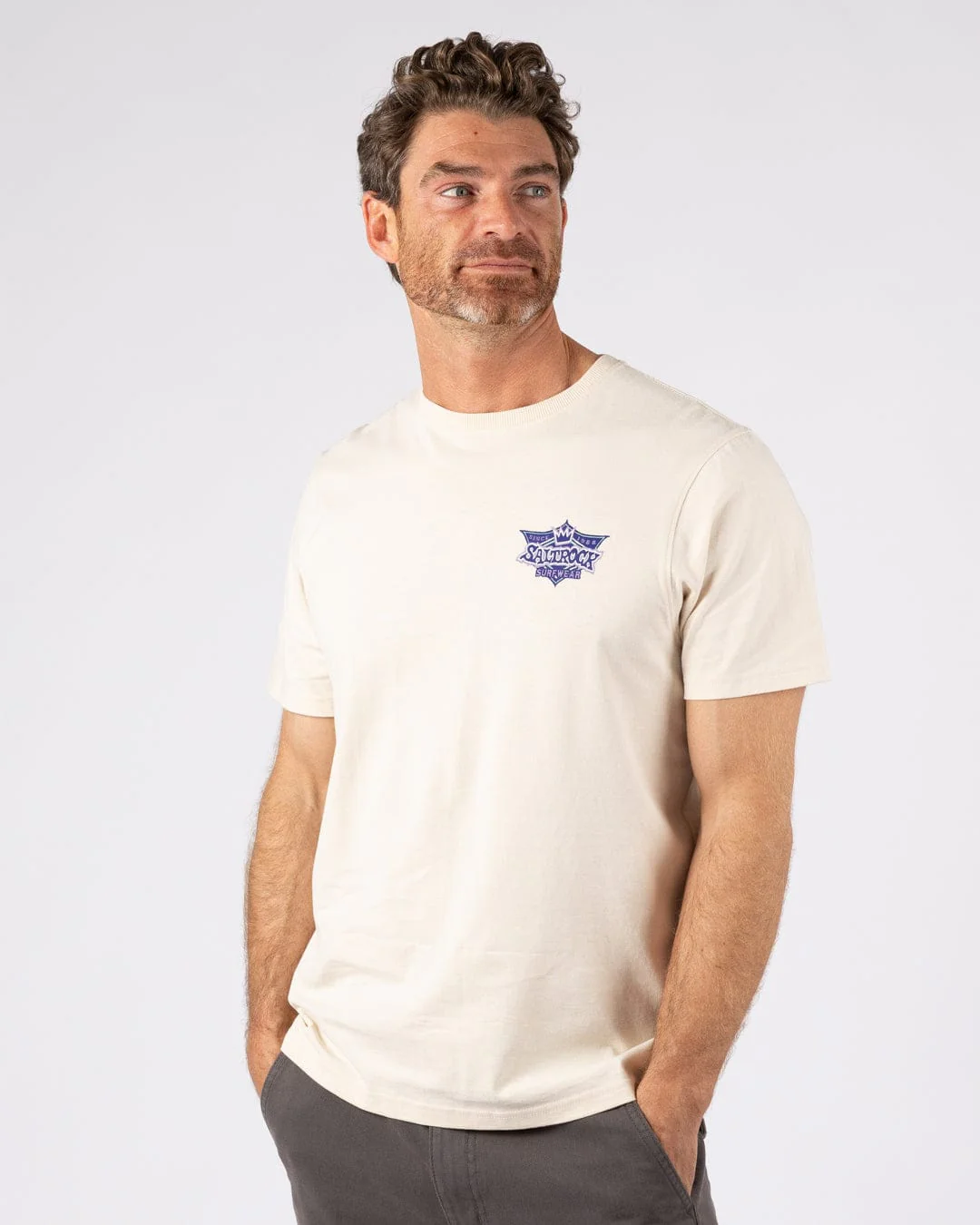 Heritage Shield - Mens Short Sleeve T-Shirt - Cream - Image 6