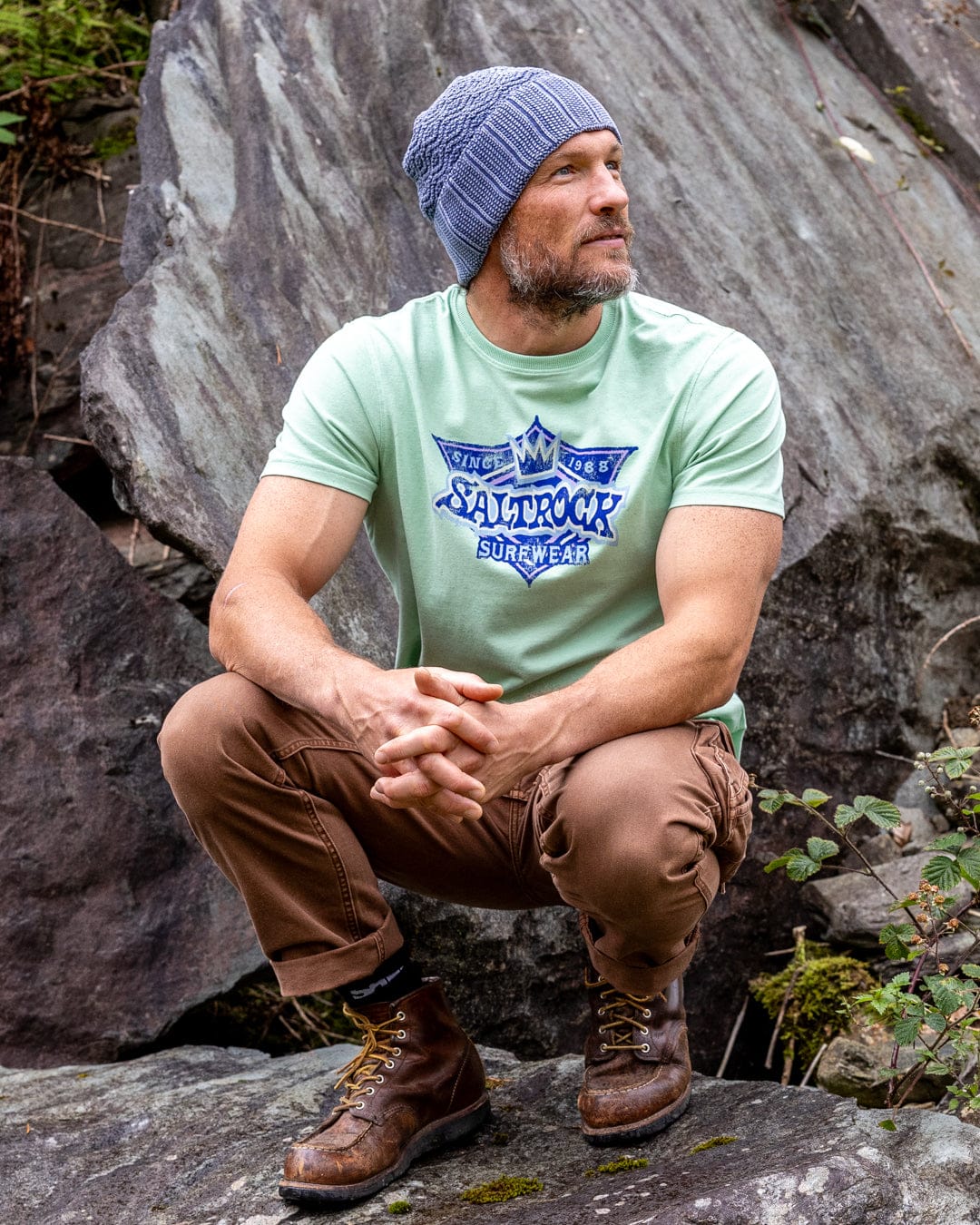 Heritage Shield - Mens Short Sleeve T-Shirt - Light Green - Image 3