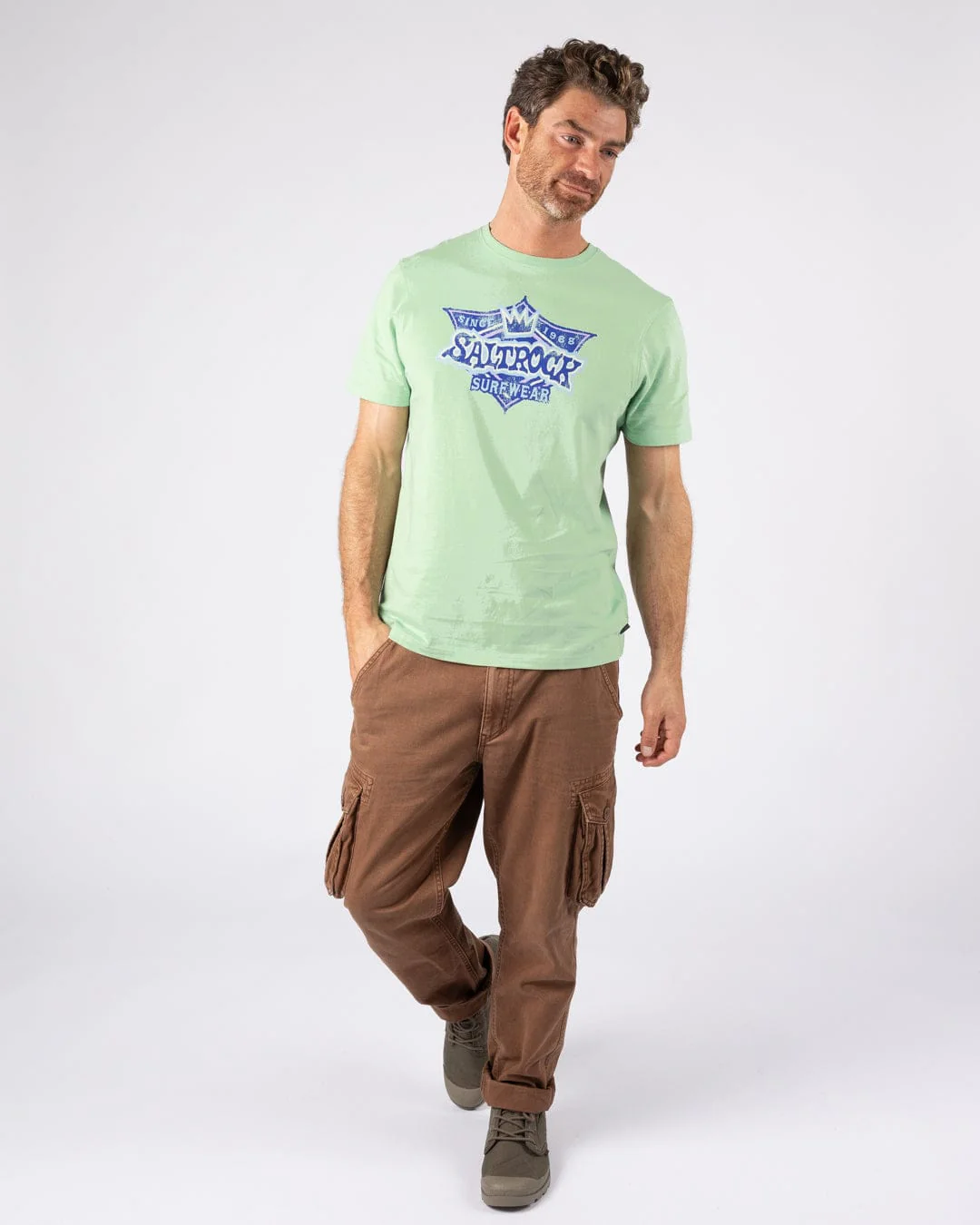 Heritage Shield - Mens Short Sleeve T-Shirt - Light Green - Image 6
