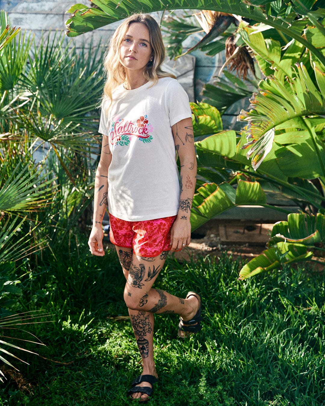 Hibiscus - Womens Boardshorts - Red/Pink - Image 3