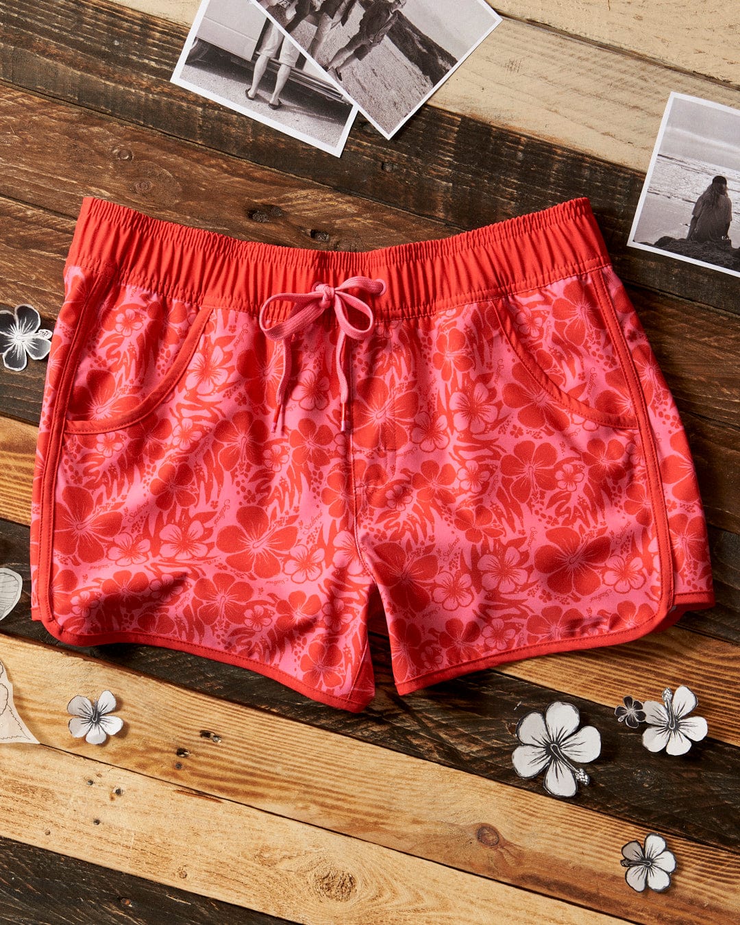 Hibiscus - Womens Boardshorts - Red/Pink - Image 6