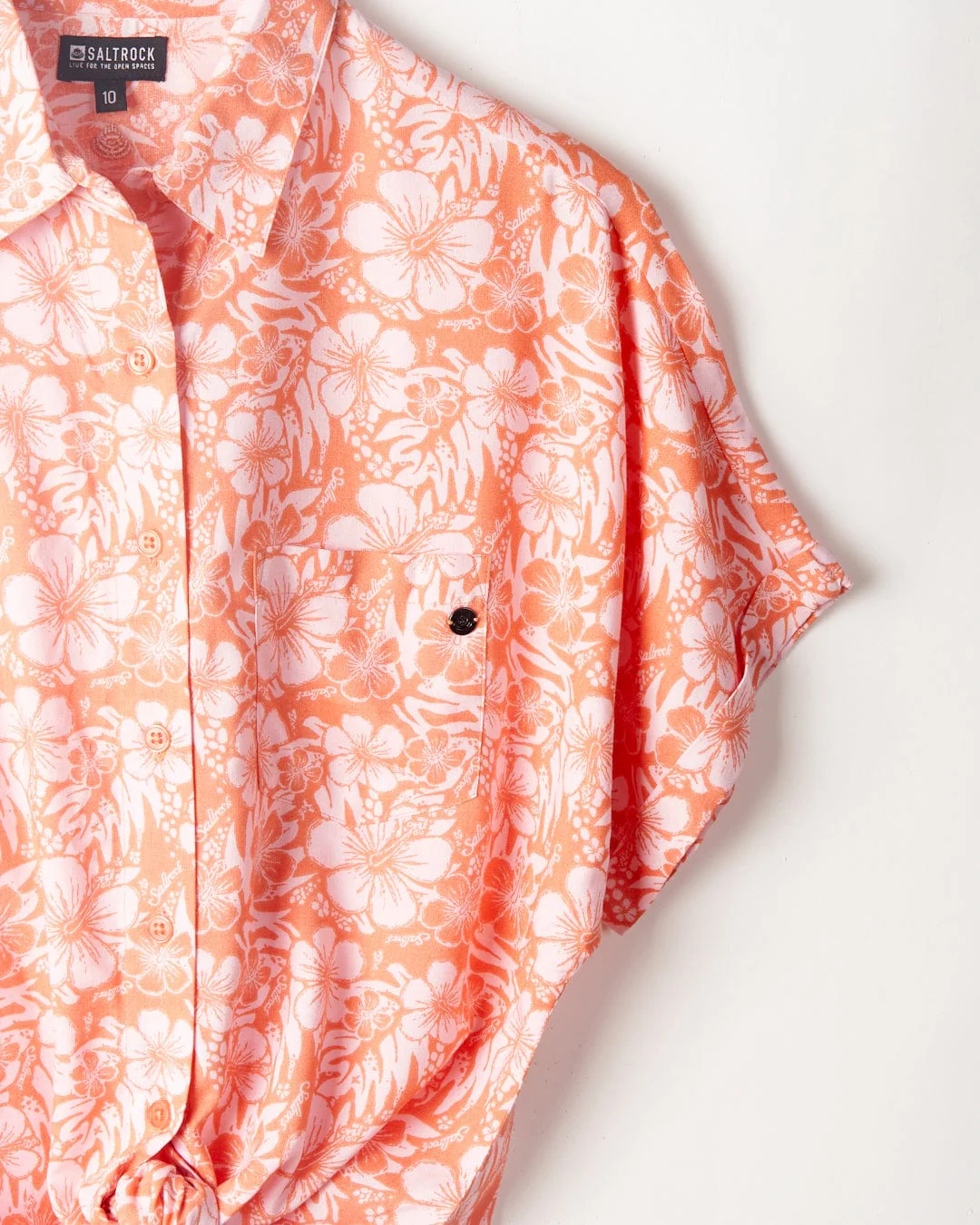 Hibiscus - Womens Tie Front Shirt - Orange - Image 6