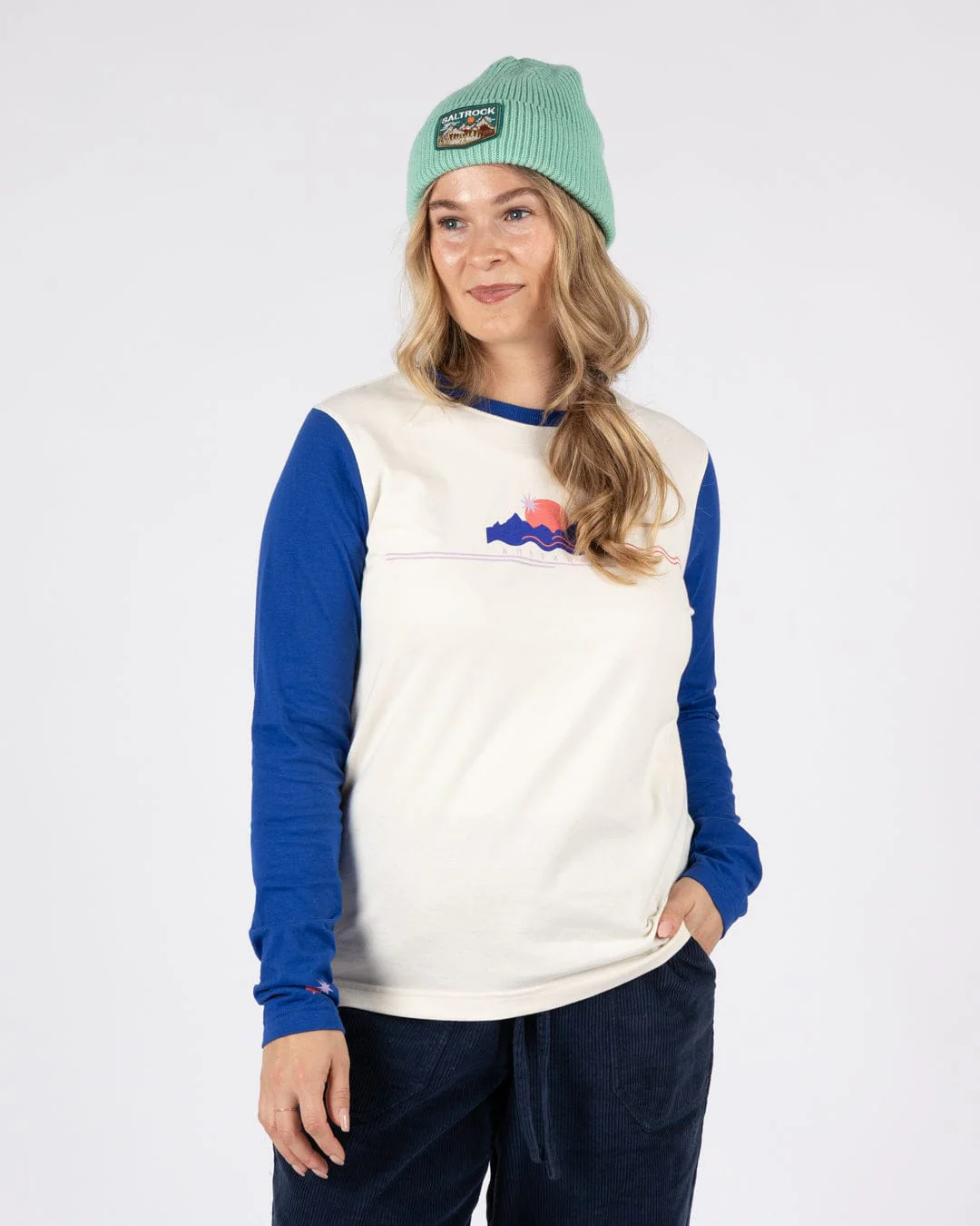 Horizon Stripe - Womens Long Sleeve T-Shirt - Blue - Image 2