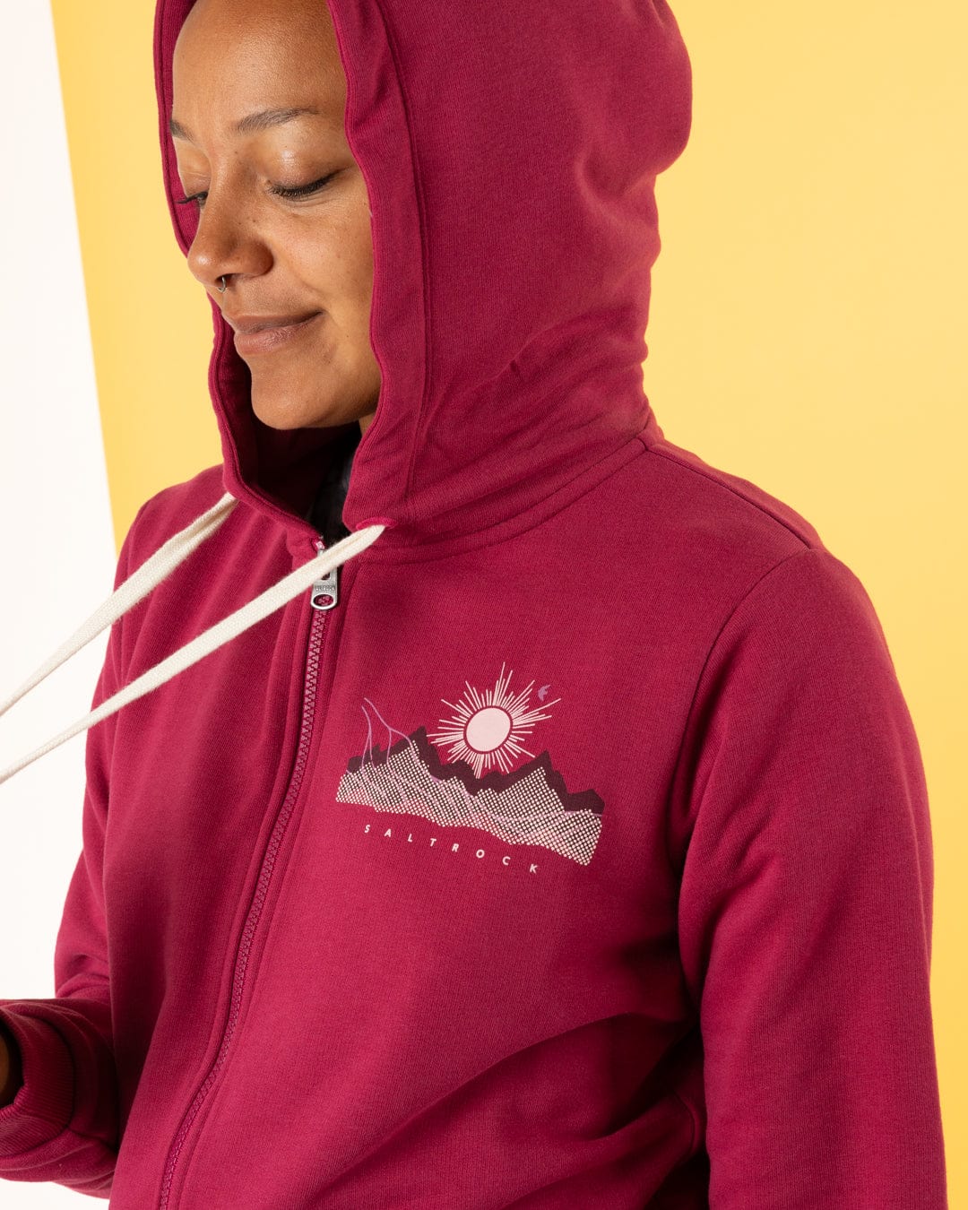 Horizon - Womens Zip Hoodie - Dark Pink - Image 3