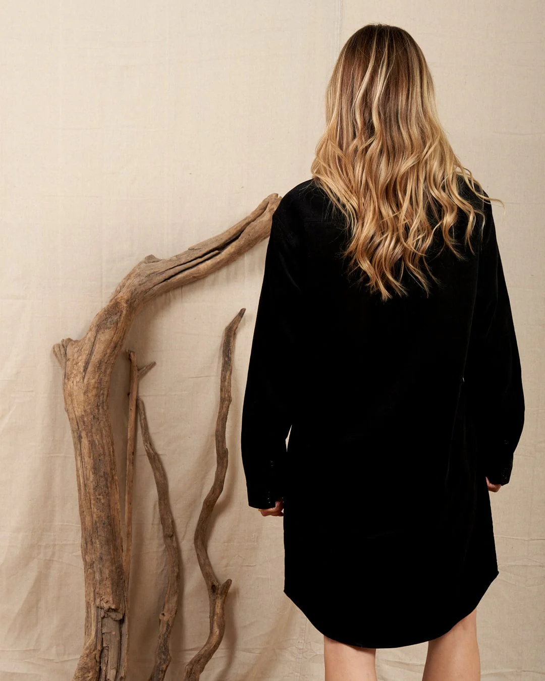 Iris - Womens Cord Shirt Dress - Black - Image 11