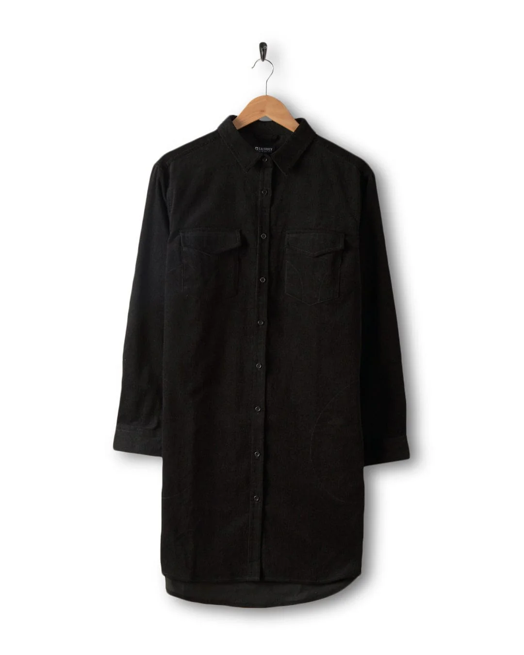 Iris - Womens Cord Shirt Dress - Black - Image 3