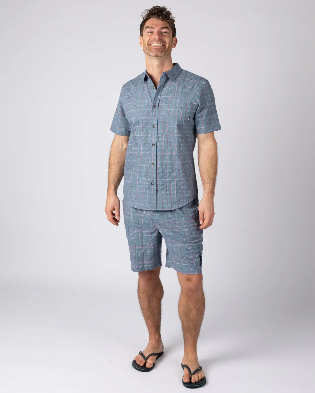 Isaad - Mens Short Sleeve Shirt - Blue - Image 2