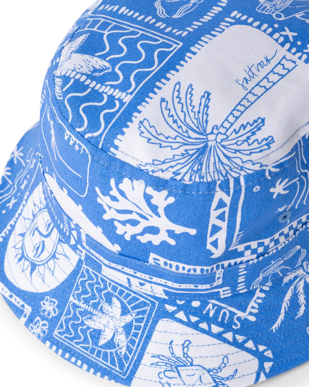 Island Tiles - Canvas Bucket Hat- Bright Blue - Image 2