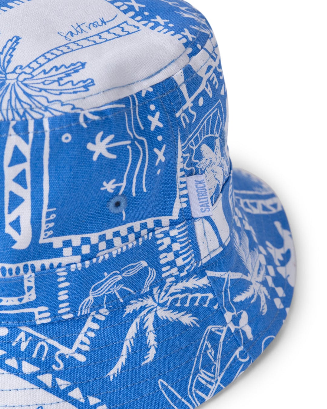 Island Tiles - Canvas Bucket Hat- Bright Blue - Image 3
