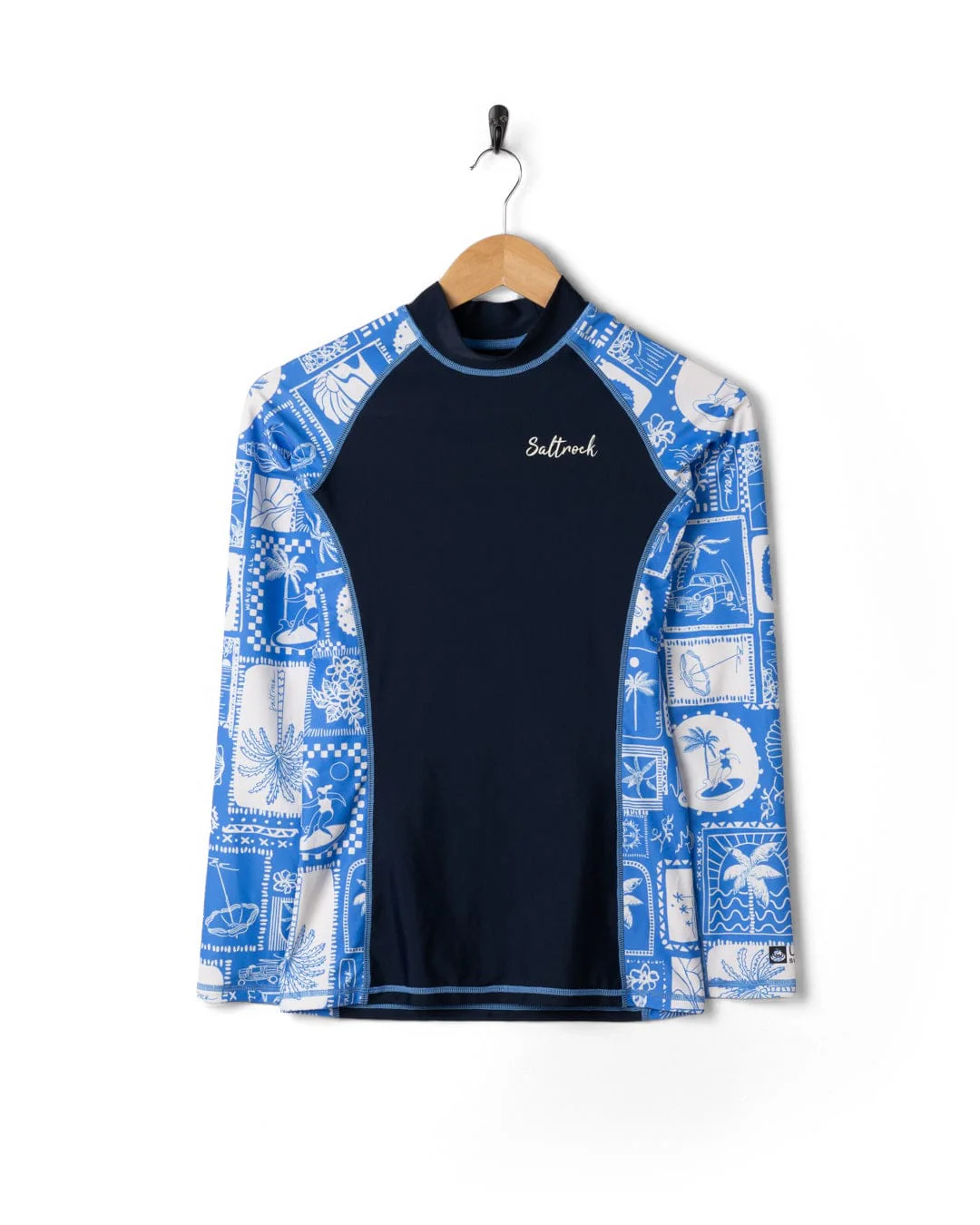 Island Tiles - Womens Long Sleeve Rashvest - Blue - Image 3