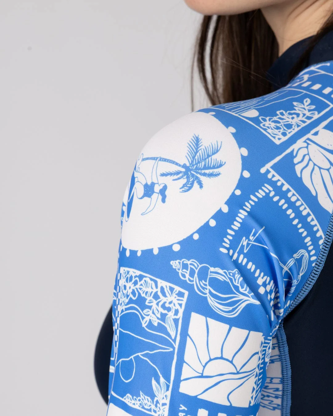 Island Tiles - Womens Long Sleeve Rashvest - Blue - Image 5