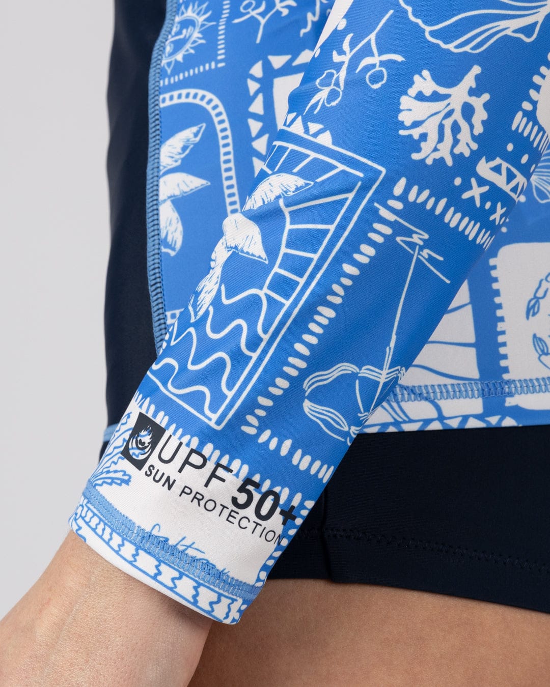 Island Tiles - Womens Long Sleeve Rashvest - Blue - Image 9