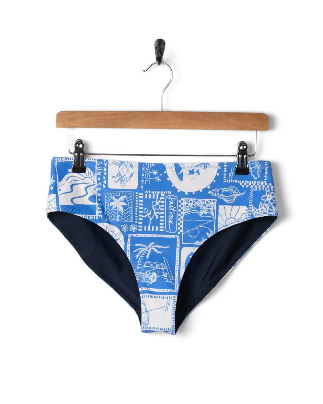 Island Tiles - Womens Reversible Bikini Bottoms - Bright Blue - Image 7