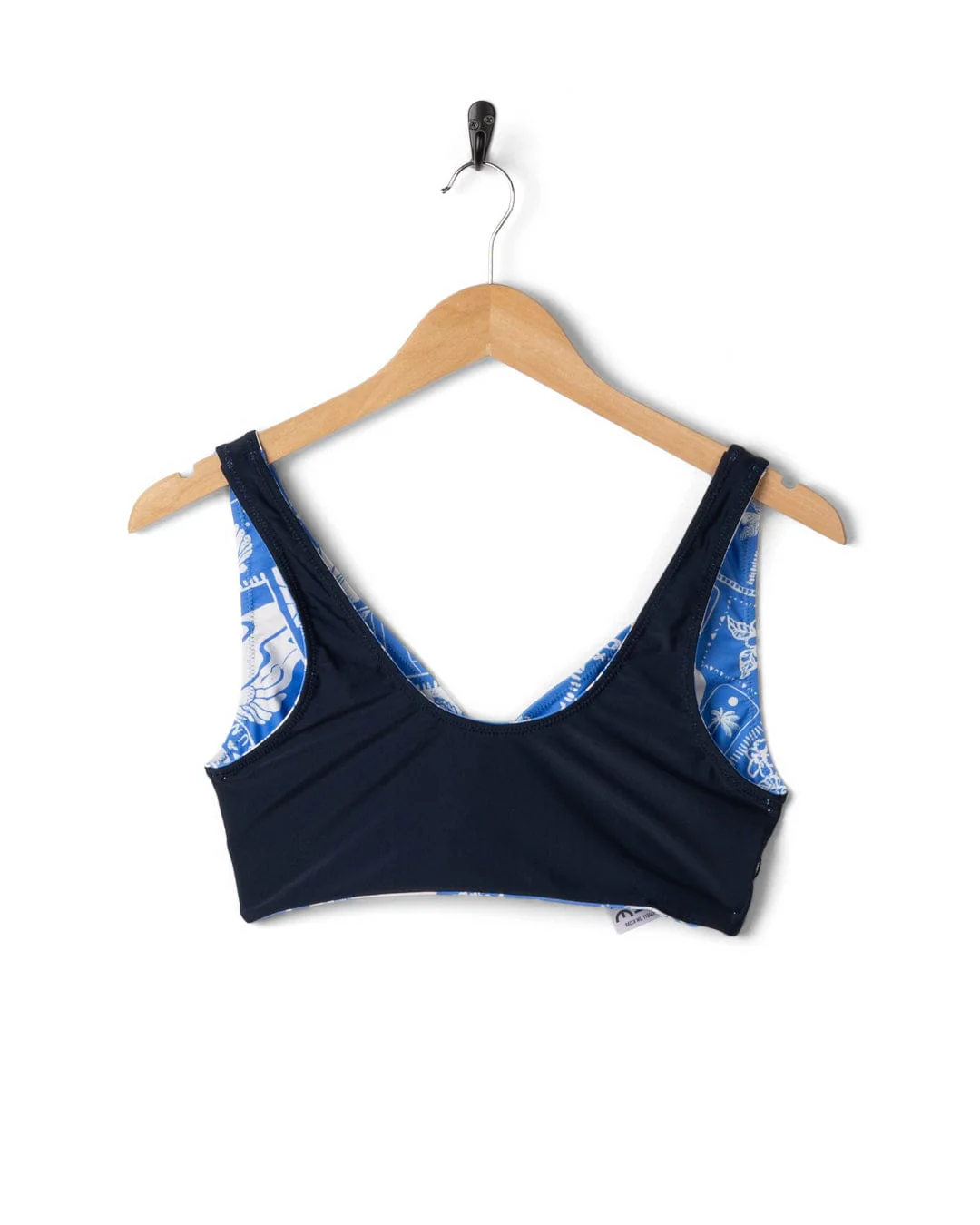 Island Tiles - Womens Reversible Bikini Top - Blue - Image 12