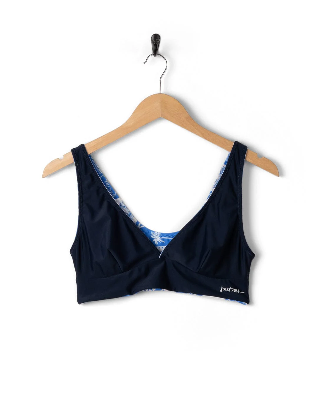 Island Tiles - Womens Reversible Bikini Top - Blue - Image 13
