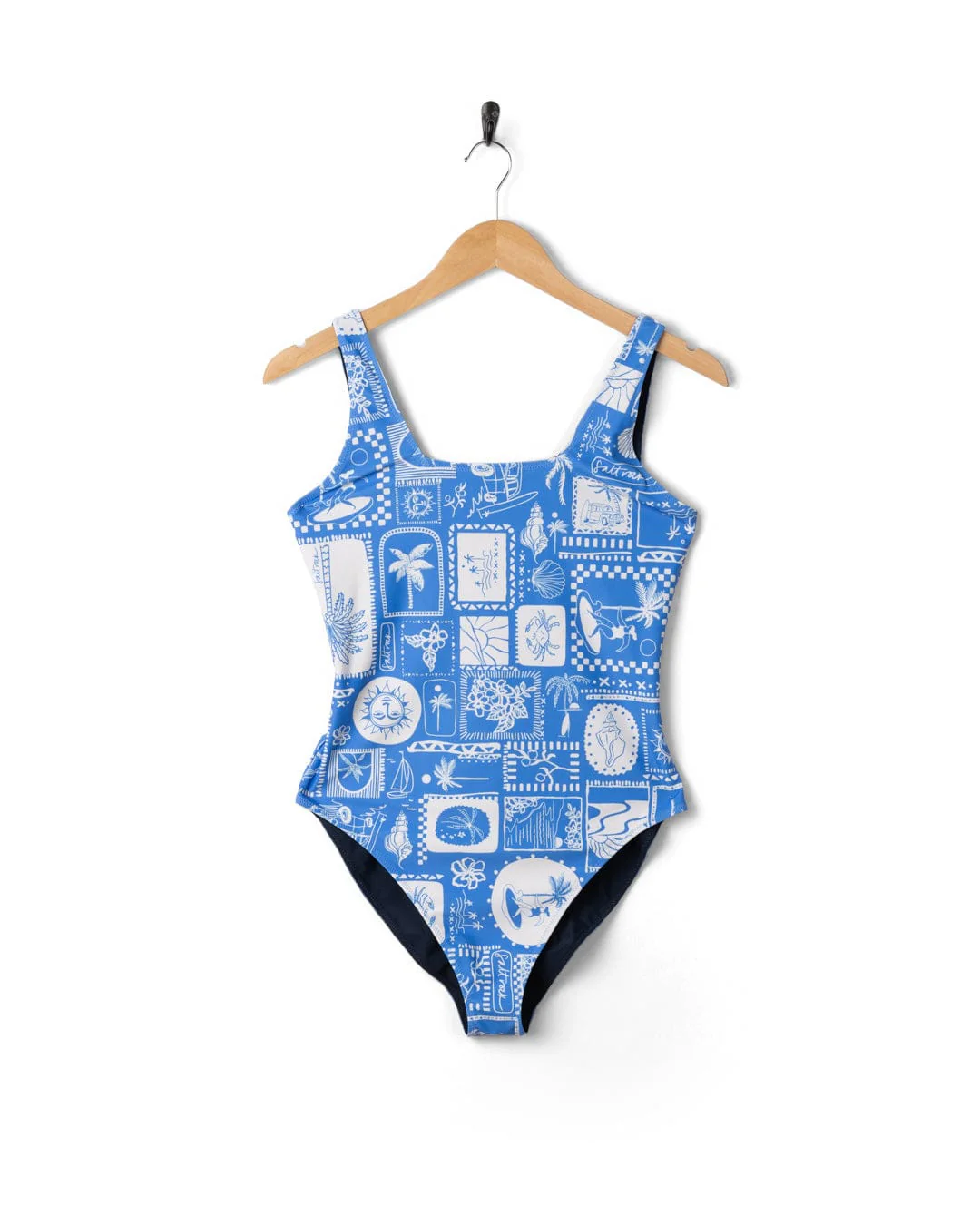 Island Tiles - Womens Reversible Swimsuit - Blue - Image 5