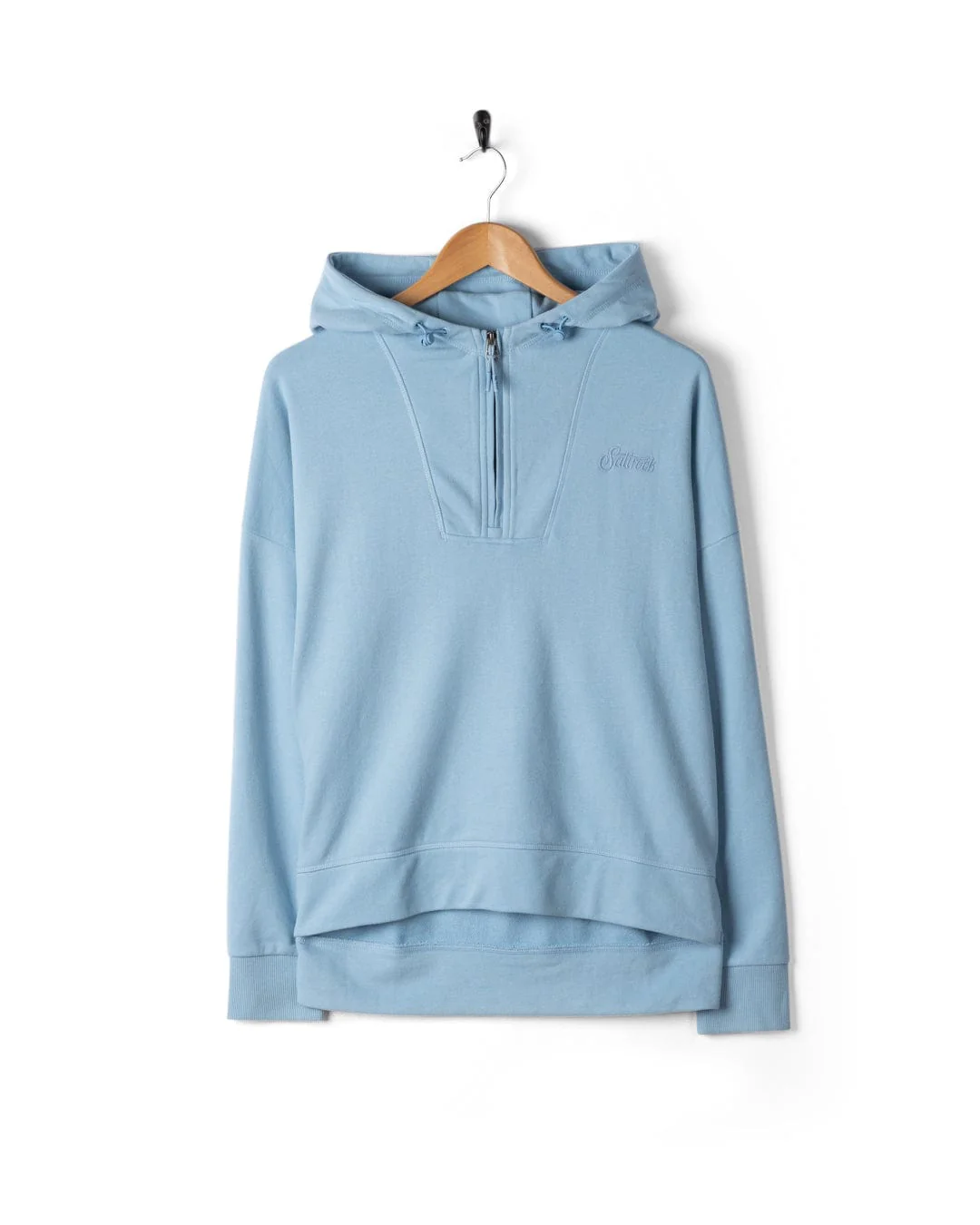 Kiera - Womens 1/4 Neck Pop Hoodie - Light Blue - Image 3