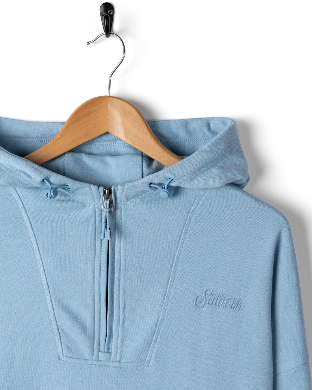 Kiera - Womens 1/4 Neck Pop Hoodie - Light Blue - Image 5