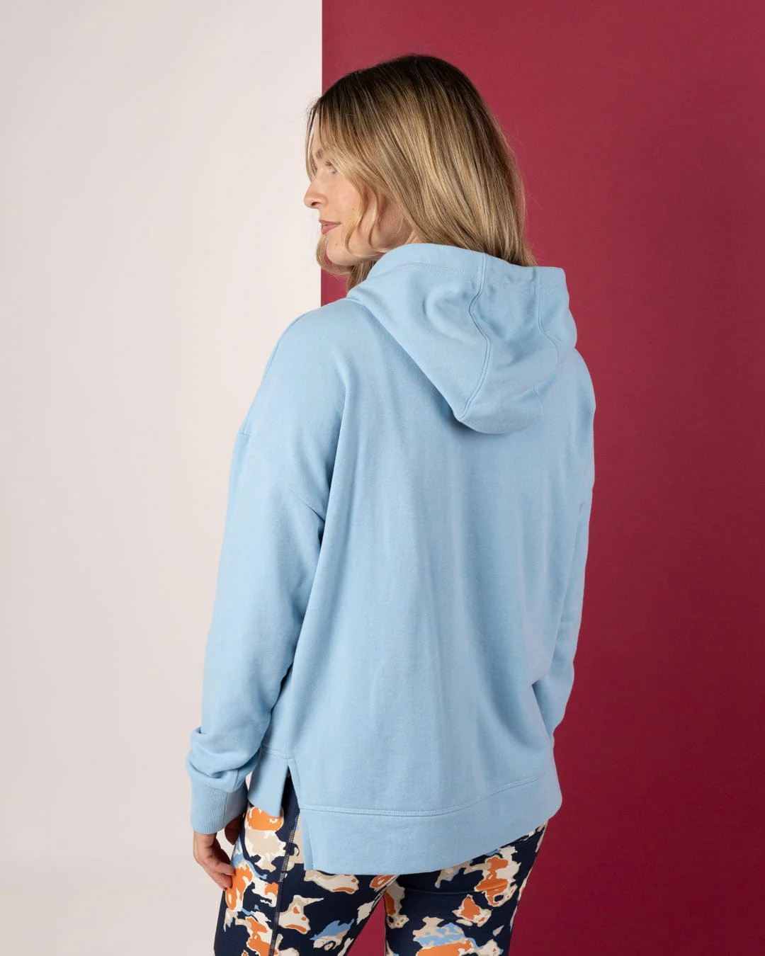 Kiera - Womens 1/4 Neck Pop Hoodie - Light Blue - Image 6
