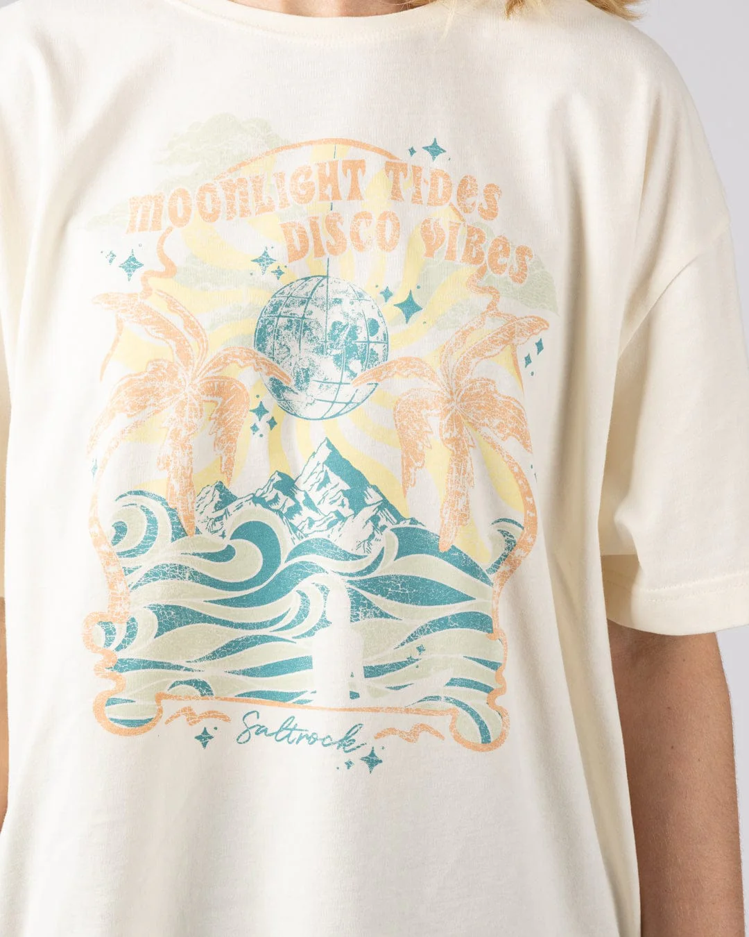 Last Light - Womens Oversized Short Sleeve T- Shirt- Cream - Image 2
