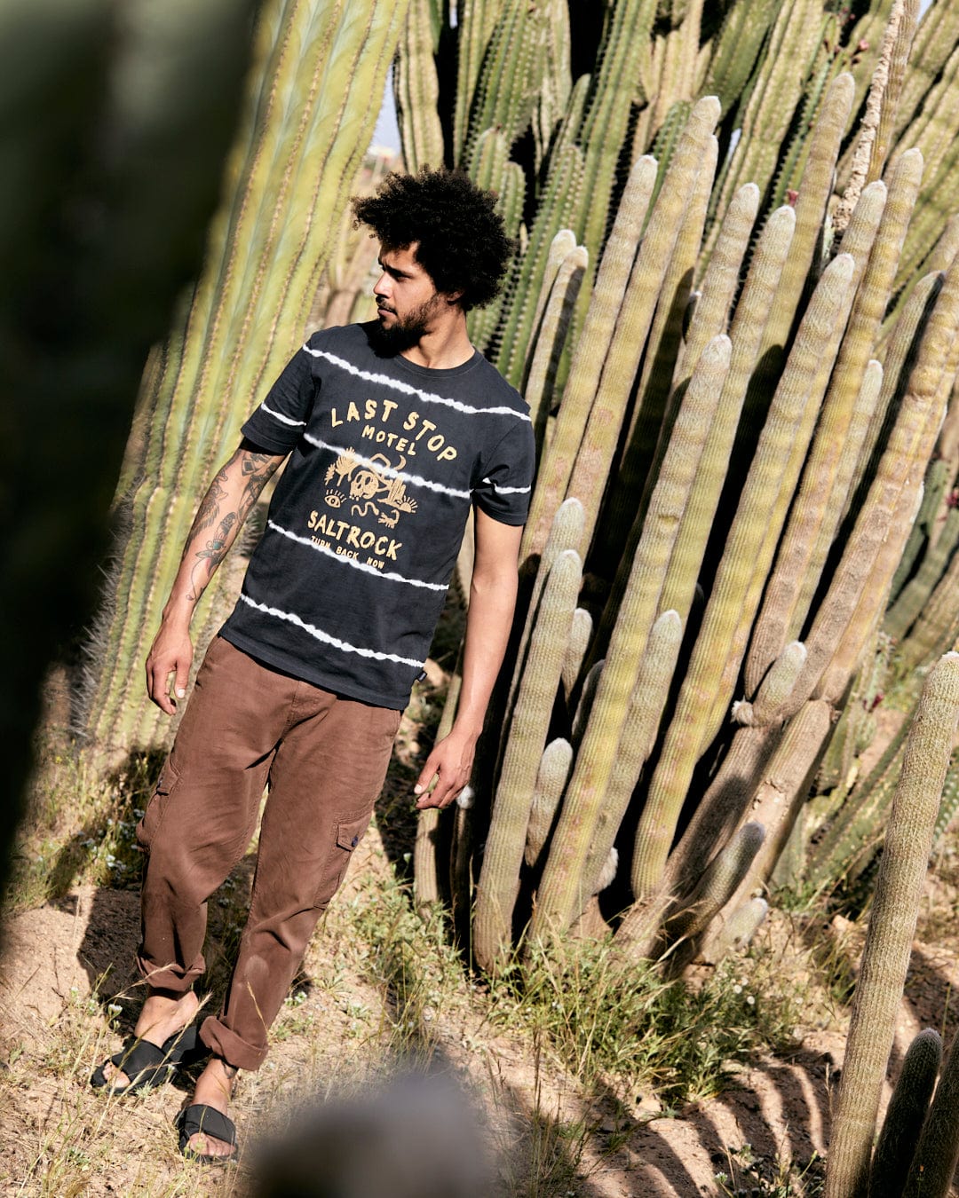 Last Stop Motel - Mens Short Sleeve Tie Dye T-Shirt - Dark Grey - Image 3