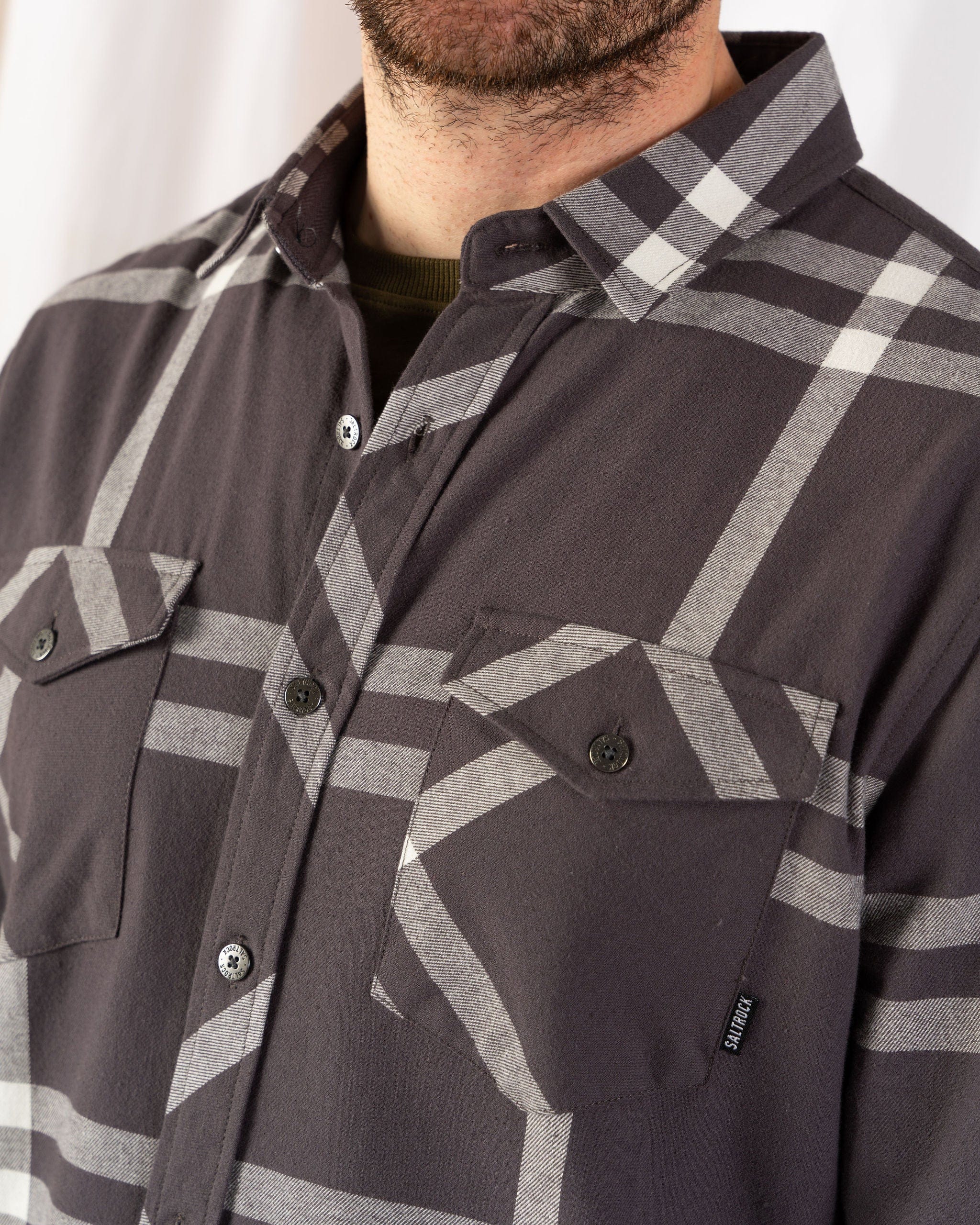 Lazer - Mens Flannel Shirt - Grey - Image 2