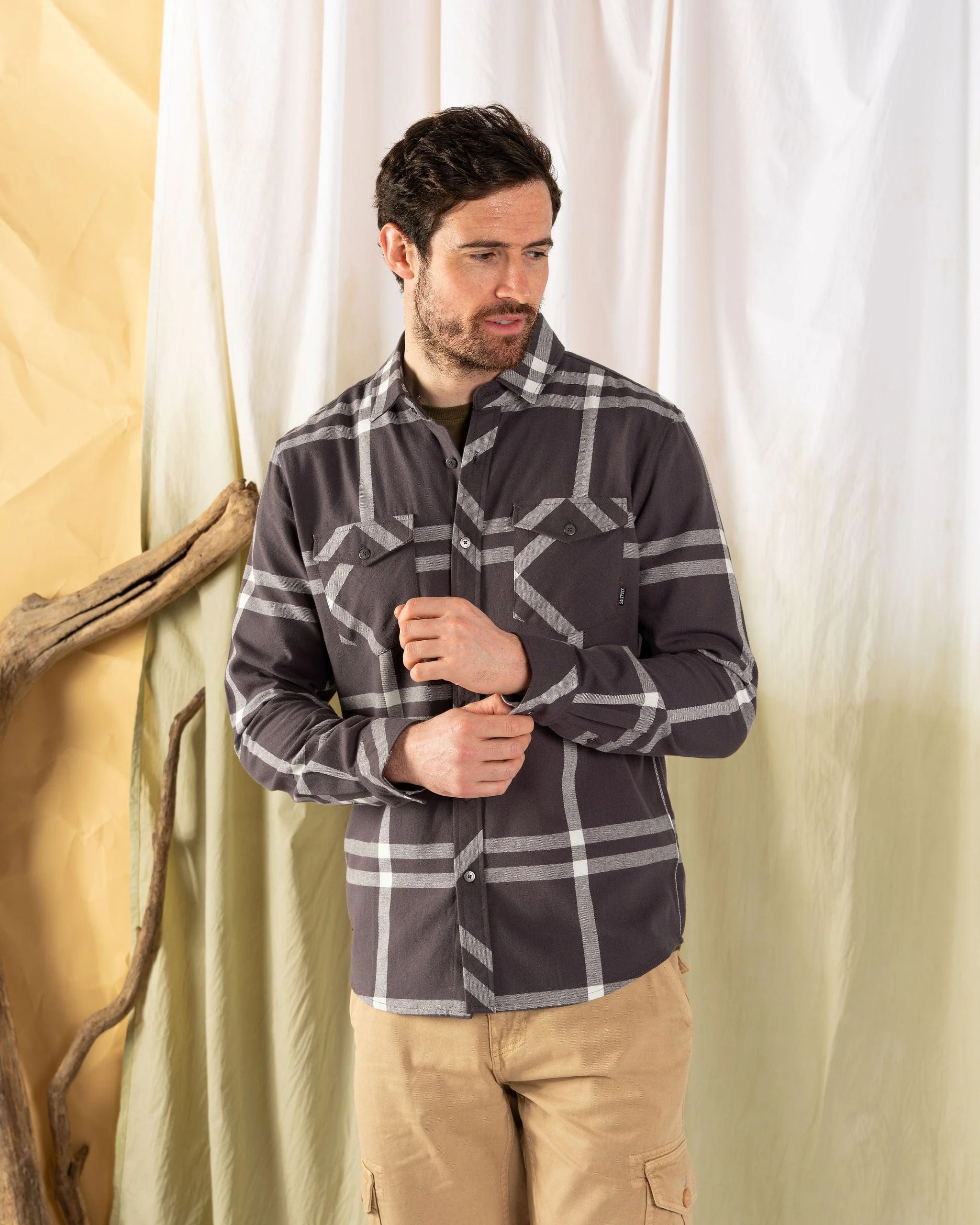 Lazer - Mens Flannel Shirt - Grey - Image 4