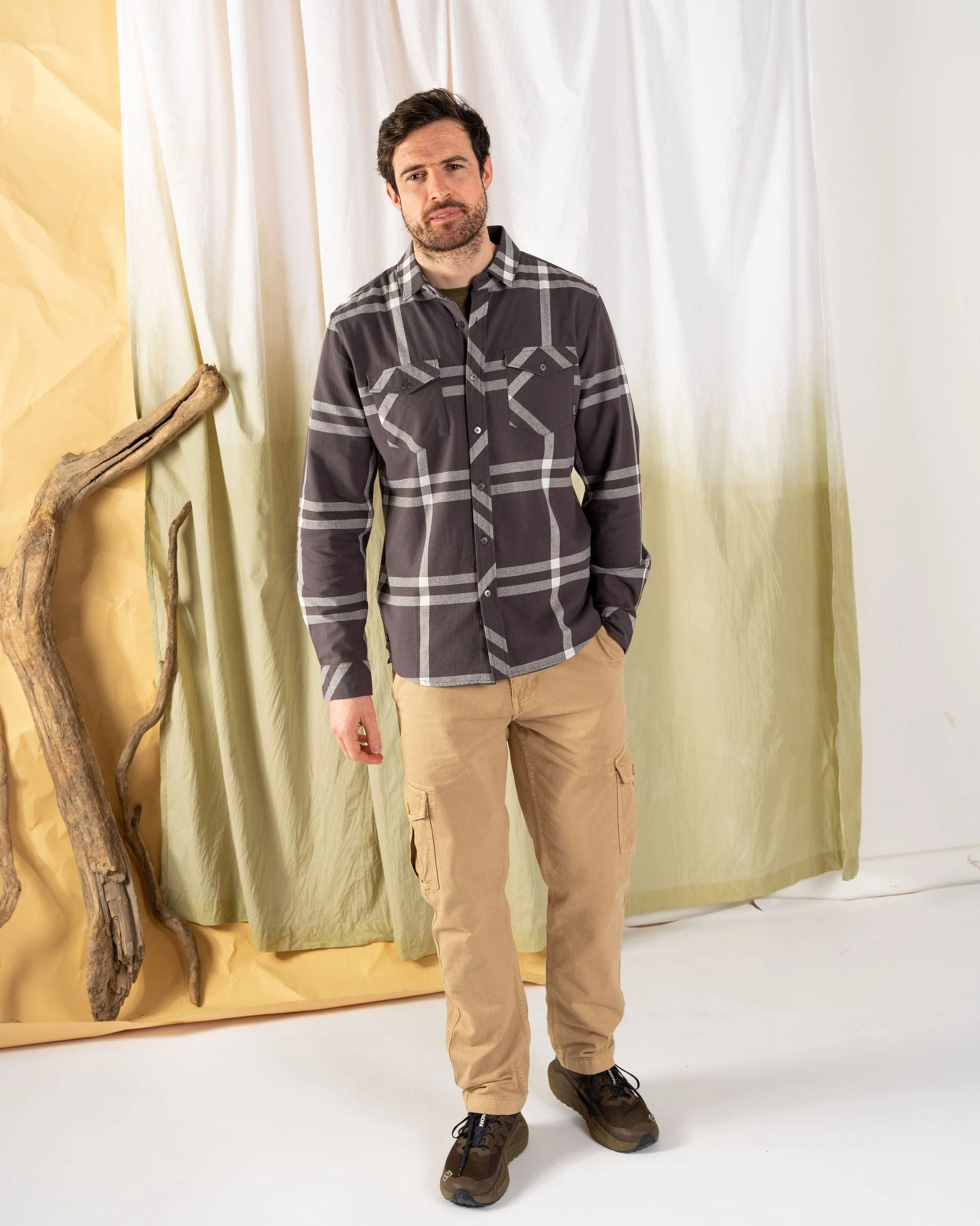 Lazer - Mens Flannel Shirt - Grey - Image 7