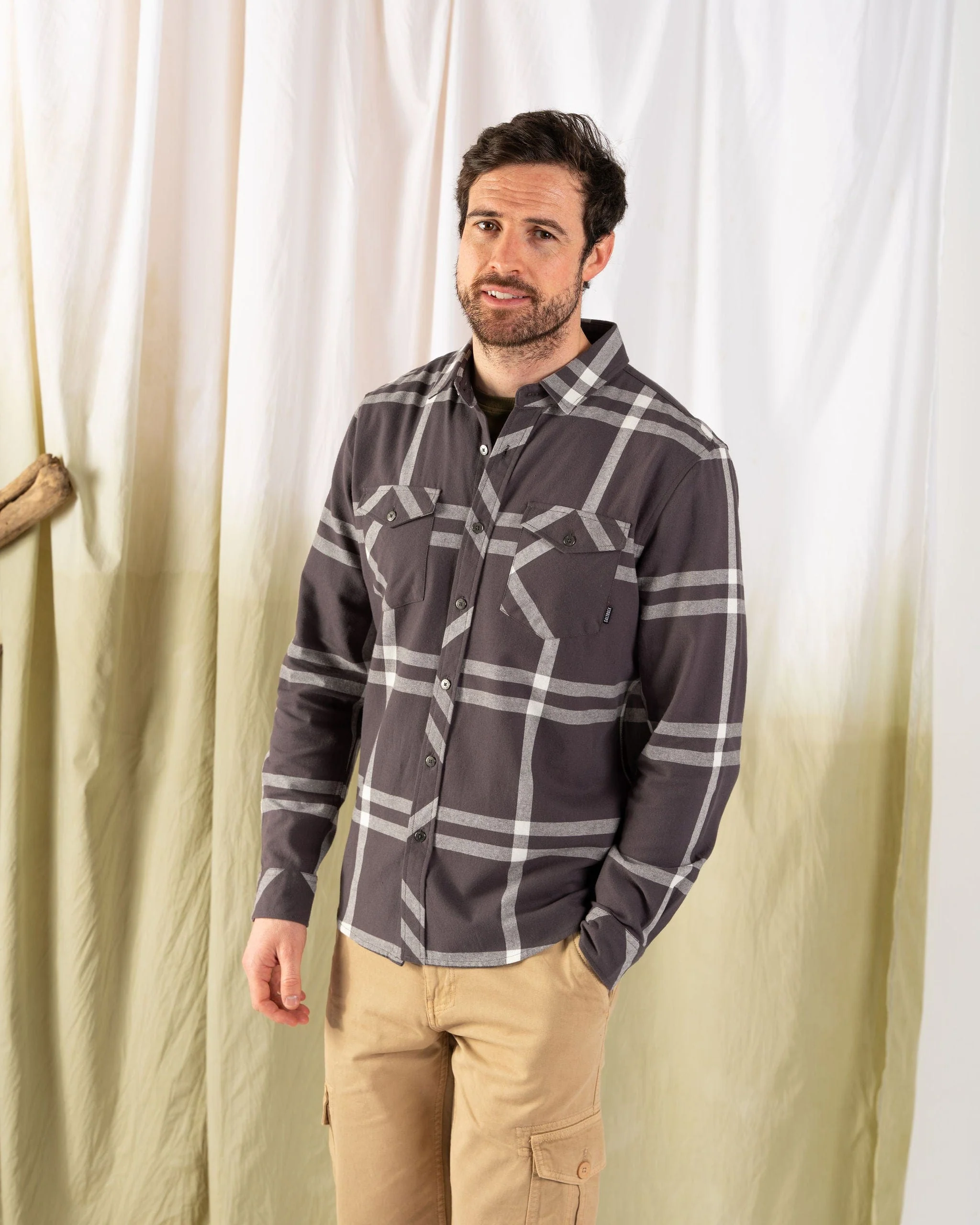 Lazer - Mens Flannel Shirt - Grey - Image 8