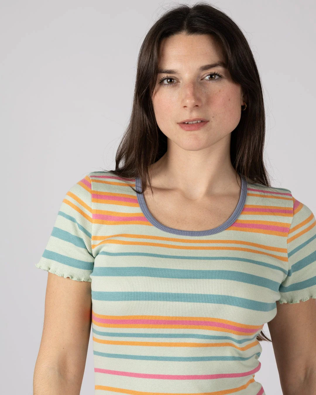 Lee - Womens Short Sleeve Stripe T-Shirt - Light Green - Image 2