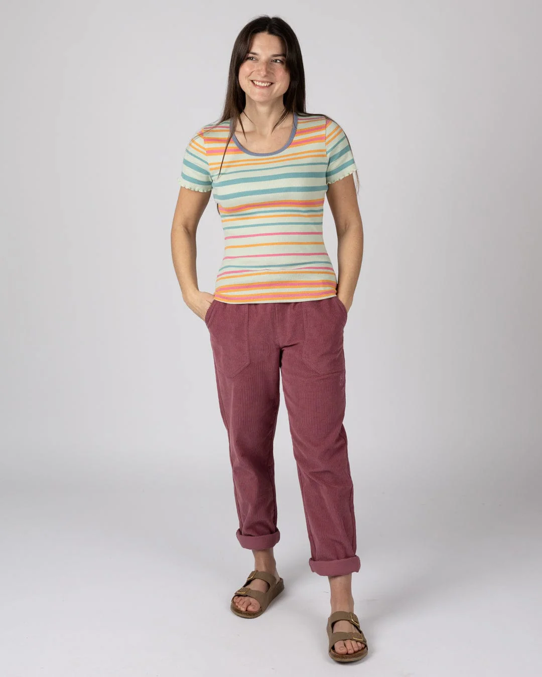 Lee - Womens Short Sleeve Stripe T-Shirt - Light Green - Image 5