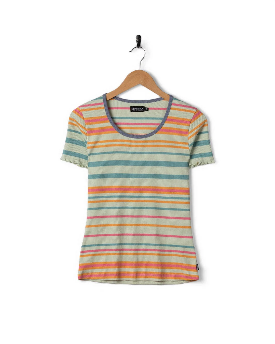 Lee - Womens Short Sleeve Stripe T-Shirt - Light Green - Image 7