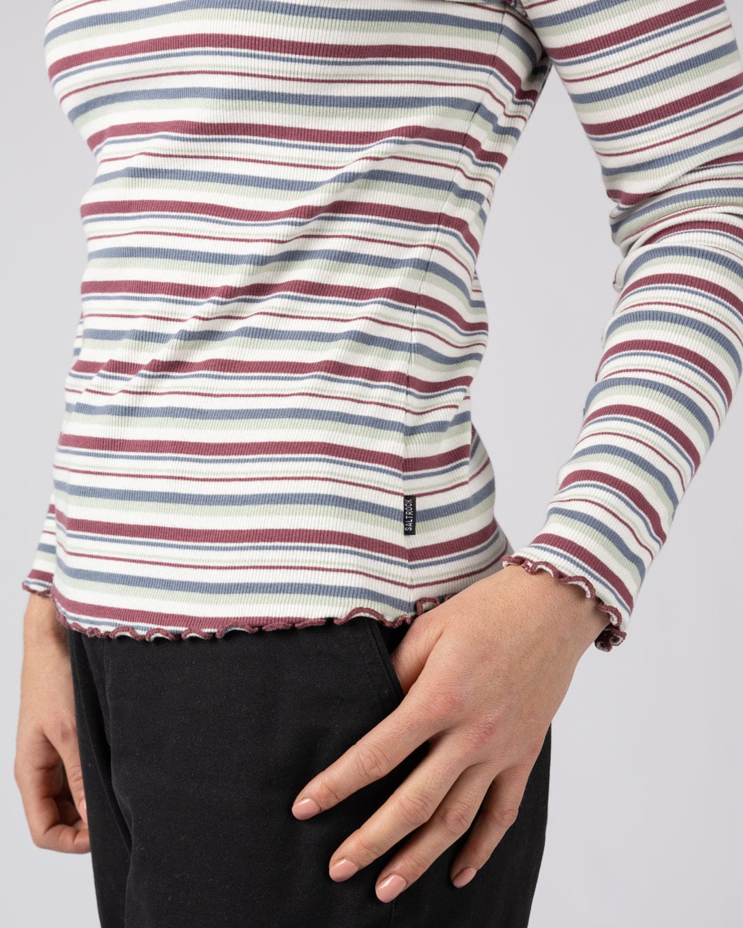 Lenna - Womens Long Sleeve T-Shirt - Multi Stripe - Image 2