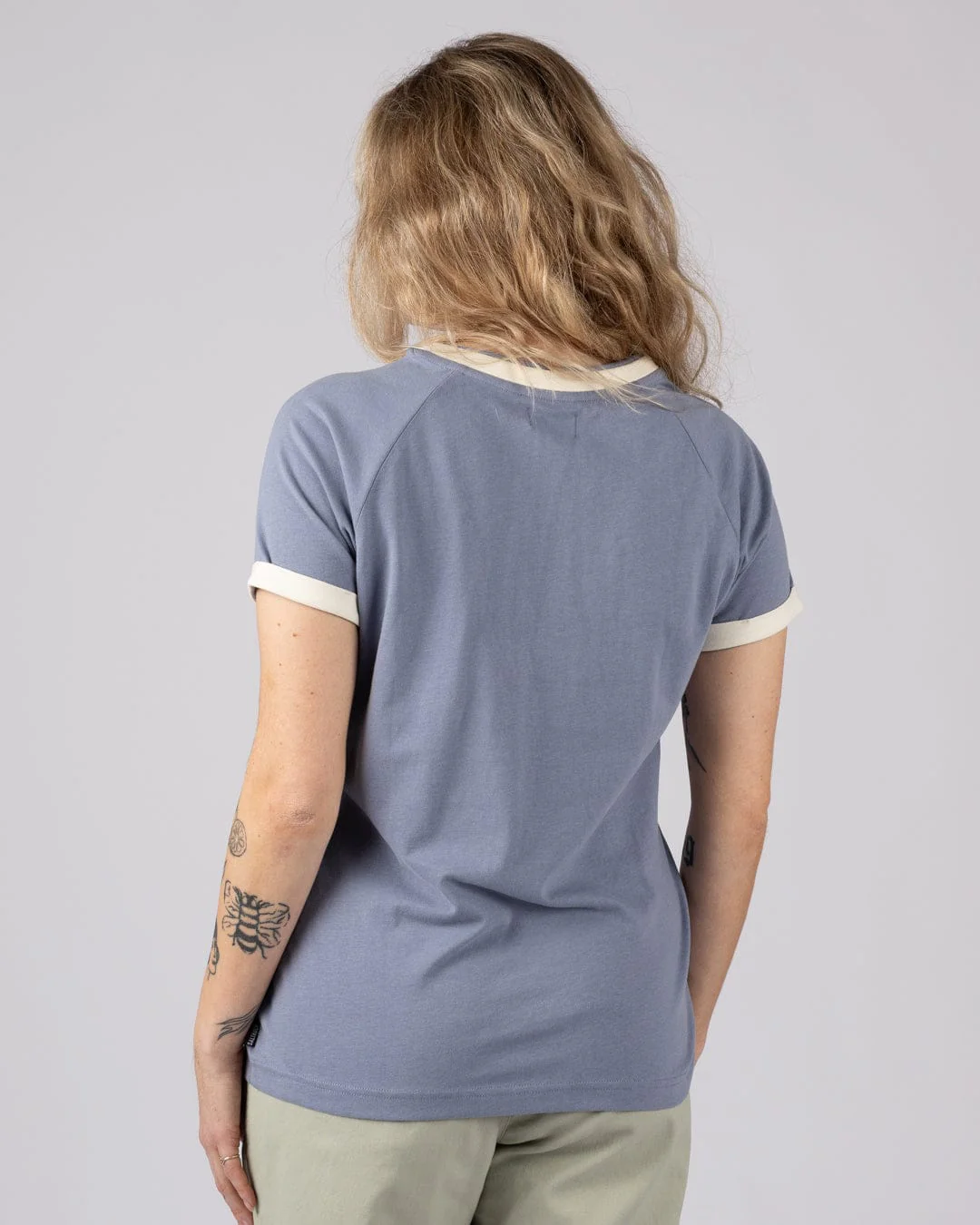 Links  - Womens Short Sleeve Ringer T-Shirt - Blue - Image 3