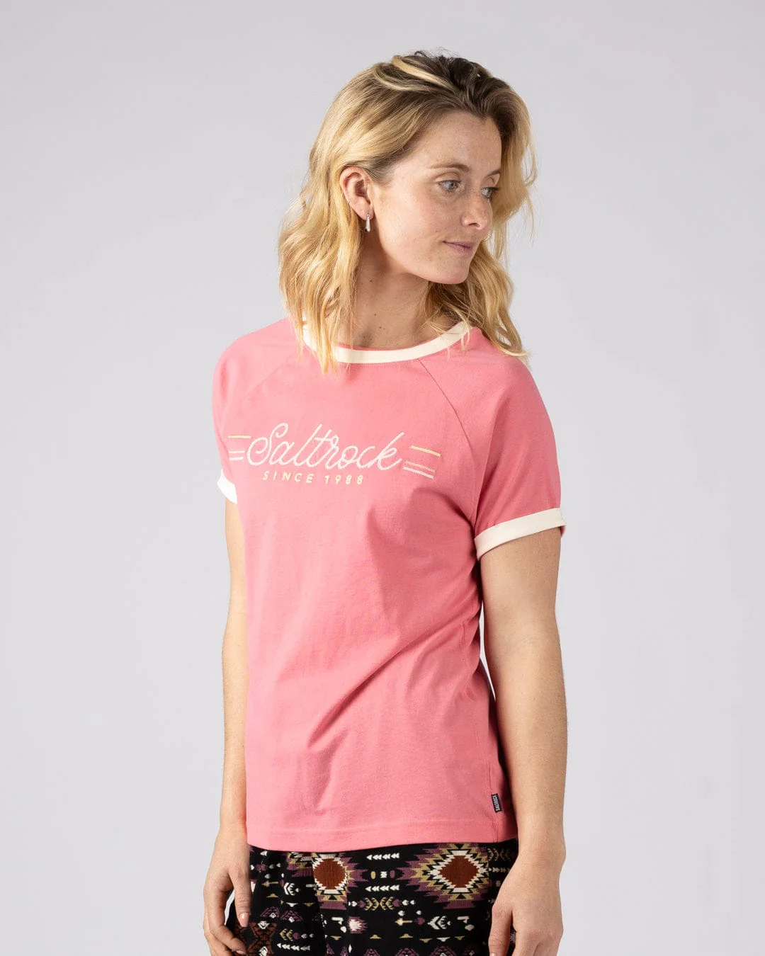 Links - Womens Short Sleeve Ringer T-Shirt - Pink - Image 6