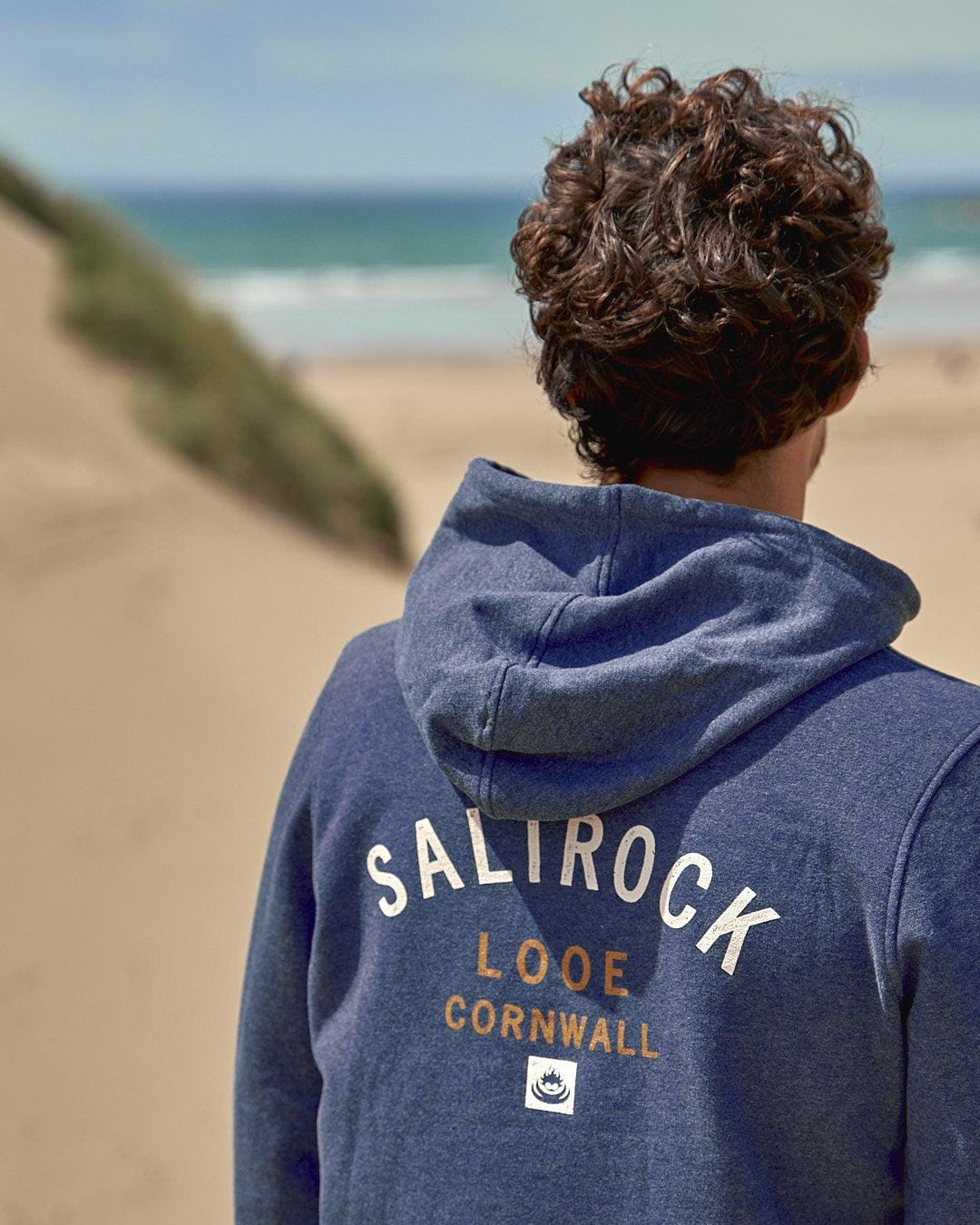 Location - Mens Pop Hoodie - Looe - Dark Blue - Image 2
