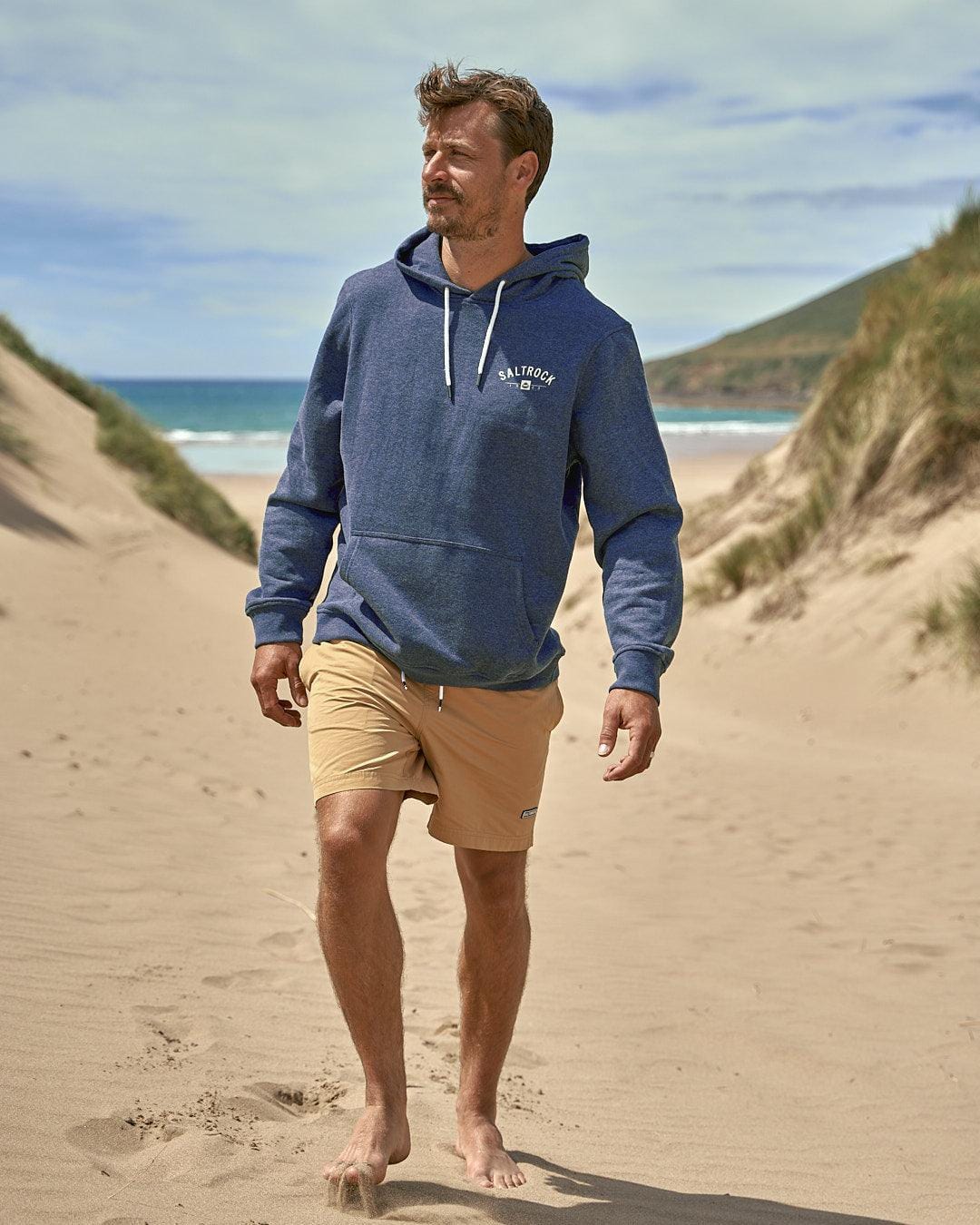 Location - Mens Pop Hoodie - Lyme Regis - Dark Blue - Image 4