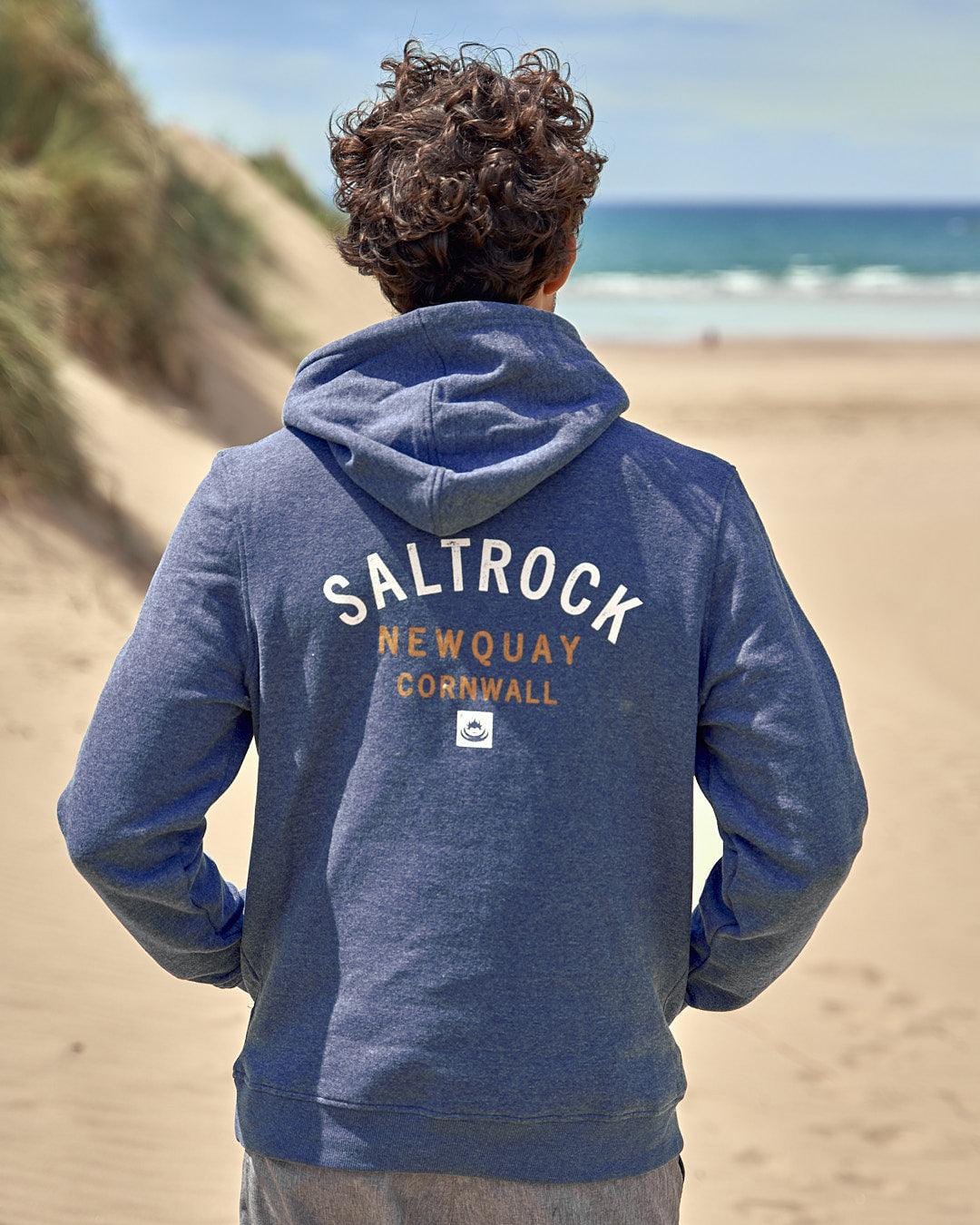 Location - Mens Pop Hoodie - Newquay - Dark Blue - Image 5