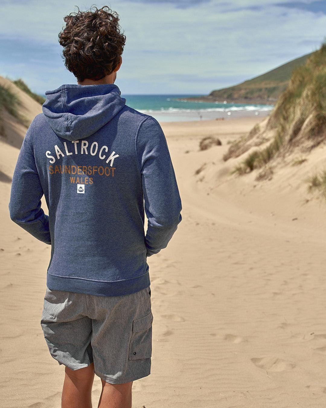 Location - Mens Pop Hoodie - Saundersfoot - Dark Blue - Image 3
