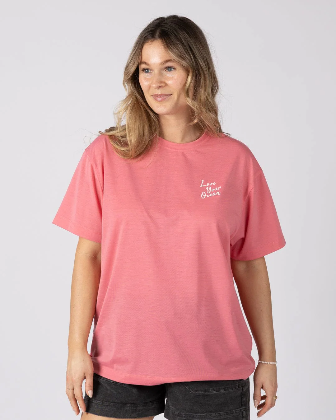 Love - Womens Oversized Short Sleeve T-Shirt - Bright Pink - Image 2