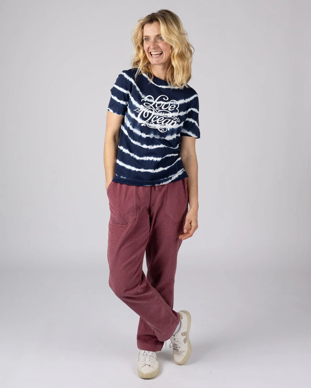 Love Your Ocean - Womens Tie Dye Short Sleeve T-Shirt - Blue/White
