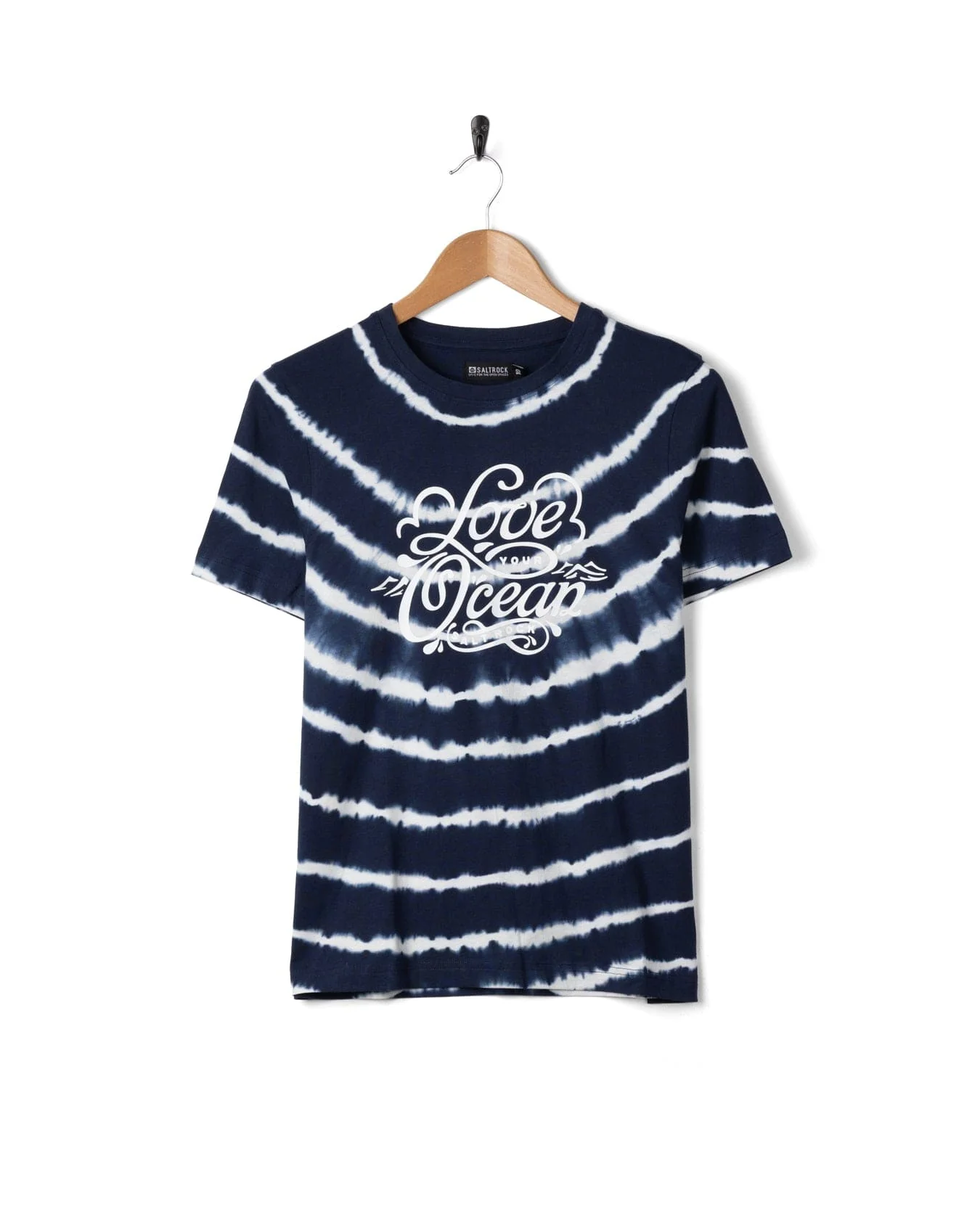 Love Your Ocean - Womens Tie Dye Short Sleeve T-Shirt - Blue/White - Image 5