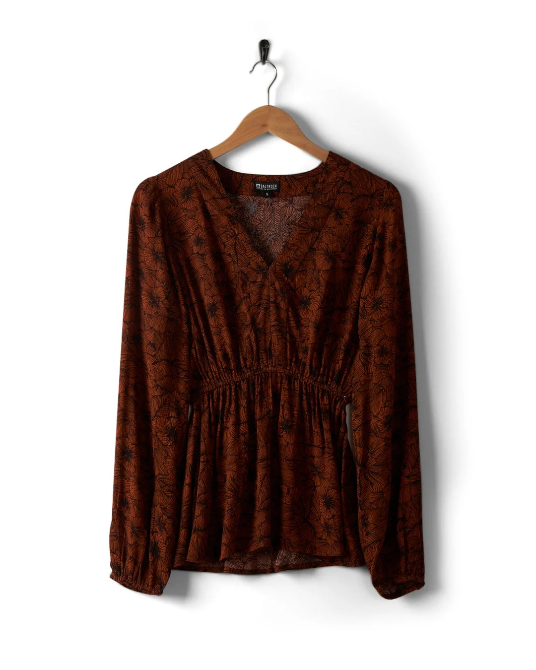 Lowry Top - Womens Floral Print Top - Dark Orange - Image 2