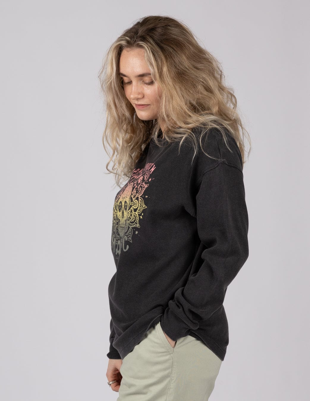 Make Magic - Womens Oversized Long Sleeve T-Shirt - Dark Grey - Image 3